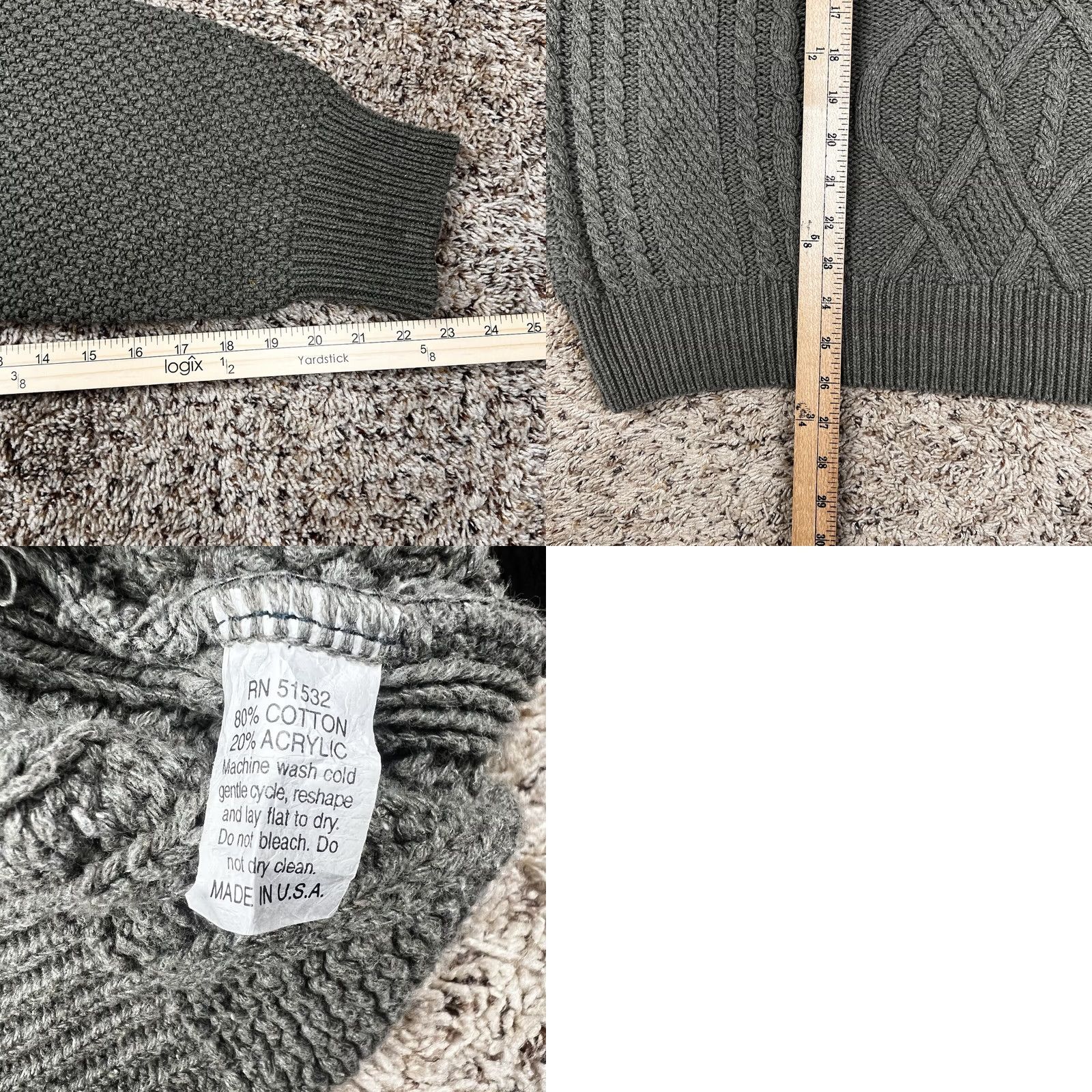 Vintage VINTAGE Ashley Cable Knit Sweater Large Green 90s Womens Pullover Crew Neck Long Sleeve Heavyweight Cotton Acrylic Knit Style Fall Winter Womens Size L / US 10 / IT 46 - 8 Thumbnail