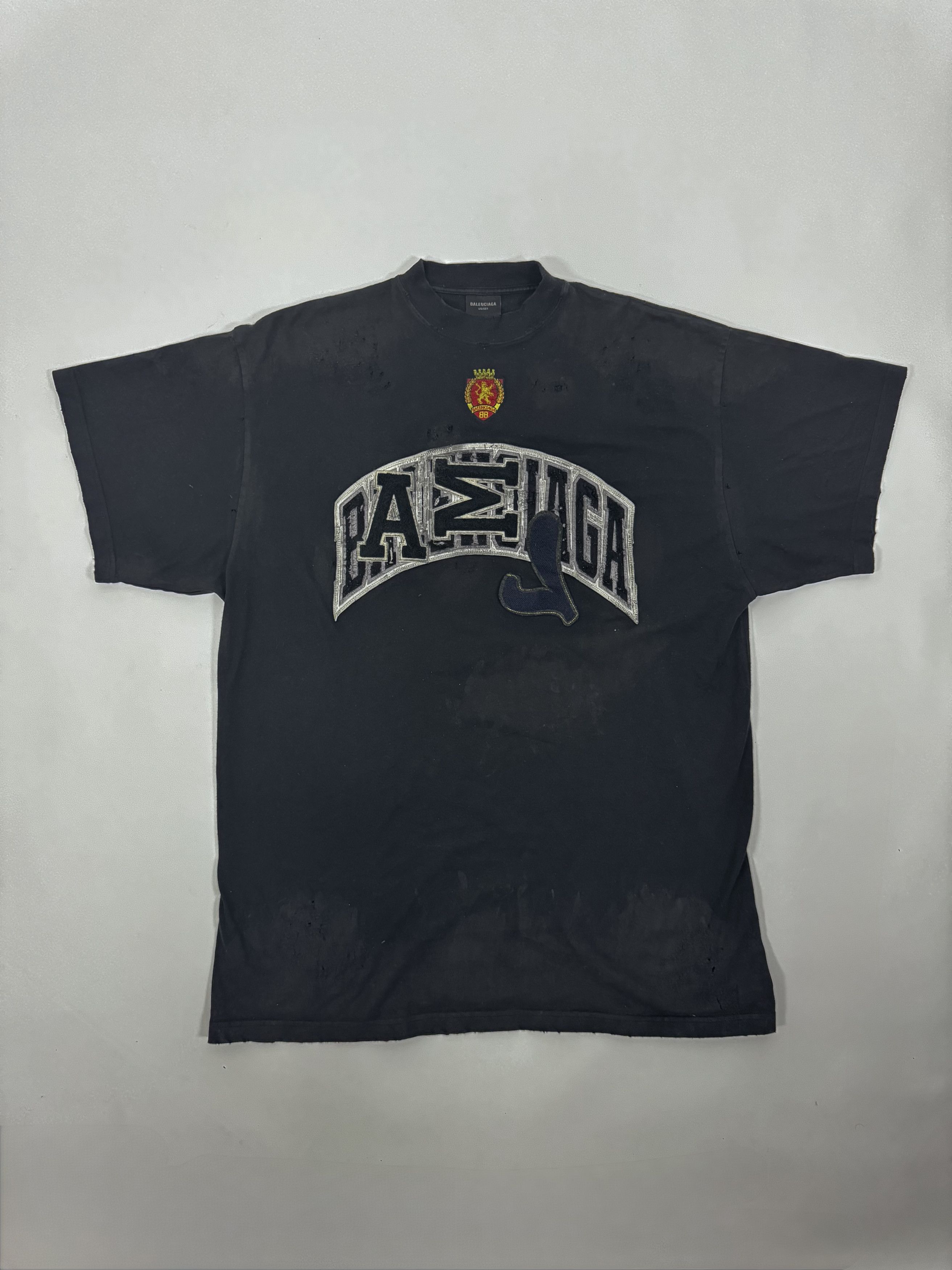 Balenciaga Oversized Distressed Logo-Appliquéd Cotton-Jersey T-Shirt Size US M / EU 48-50 / 2 - 5 Thumbnail