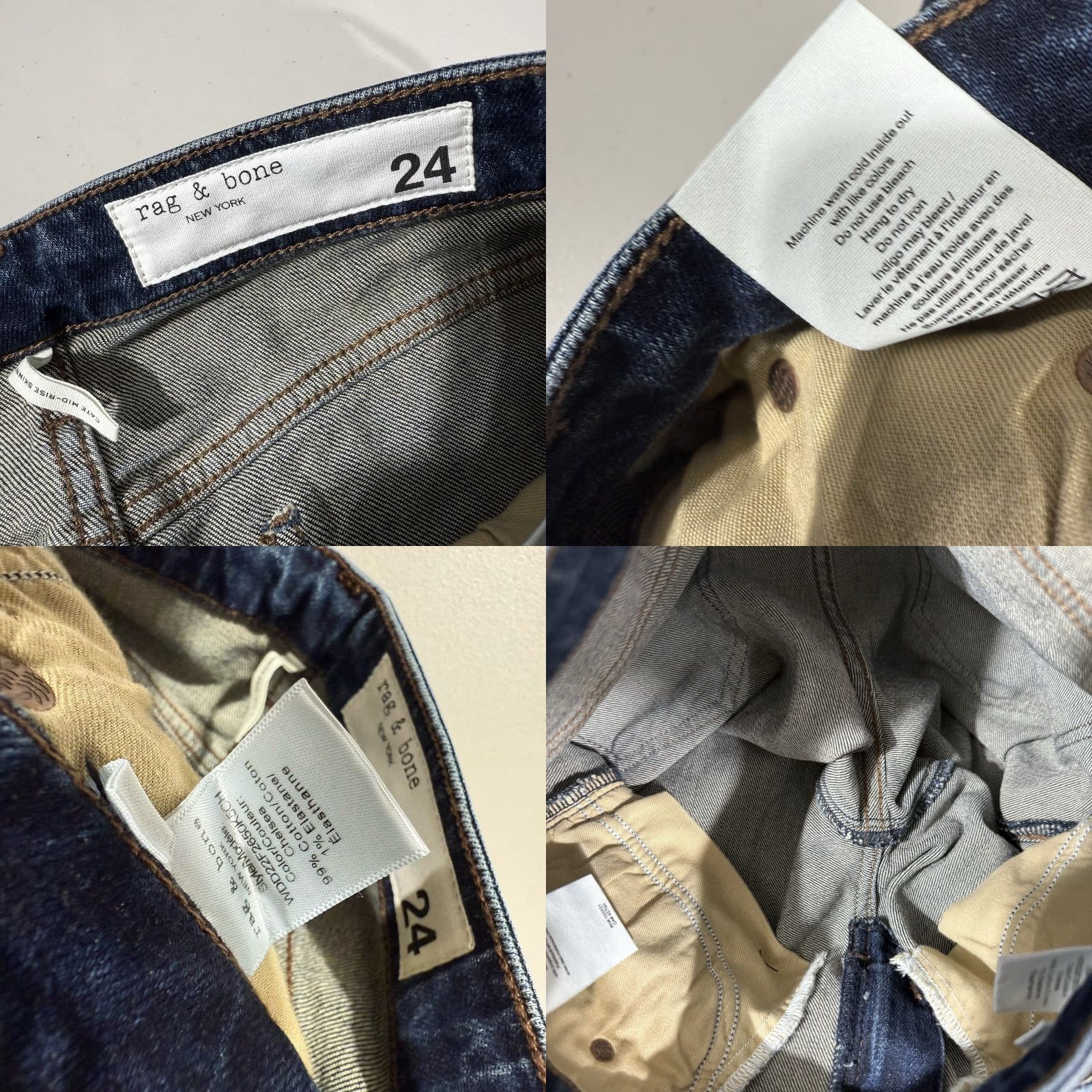 Rag & Bone rag & bone Cate Jeans Womens Skinny Mid Blue 5-Pocket Denim Regular Size 24 Size 42" / US 20 - 8 Thumbnail