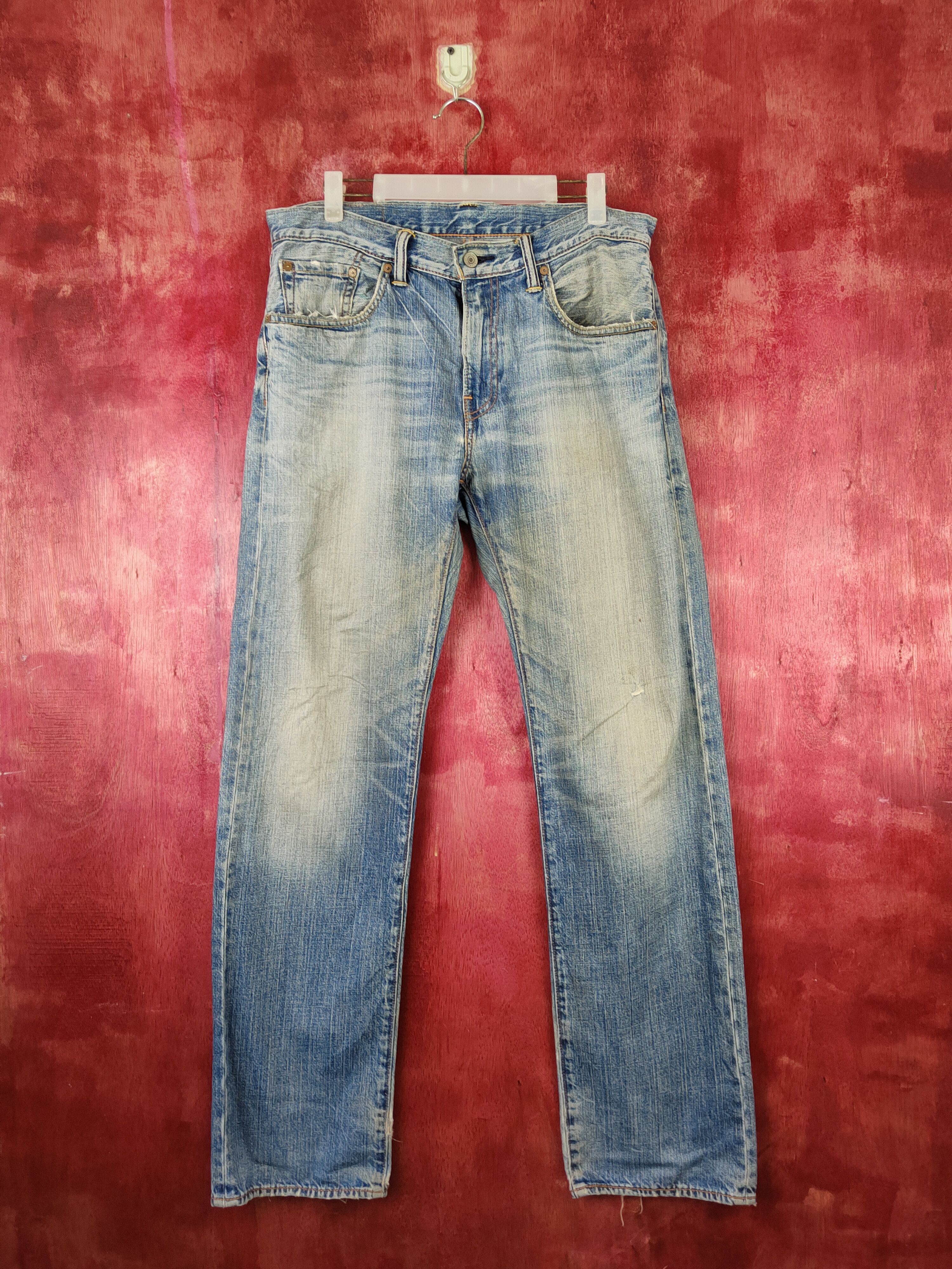 image of Distressed Denim x Levis Levi's Blue Faded Distressed Ripped Jeans S1668 in Blue Denim (Size 35)