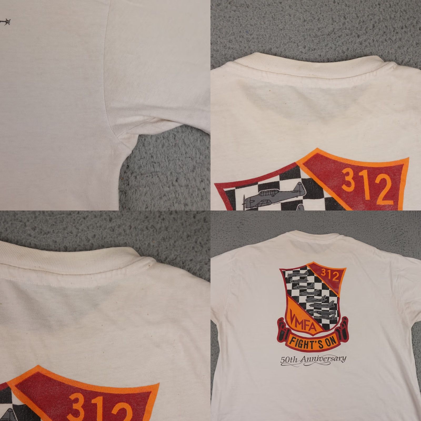 Vintage Vintage Military Shirt Mens XL White VMFA 312 Fights On Single Stitch Marines Size US XL / EU 56 / 4 - 9 Thumbnail