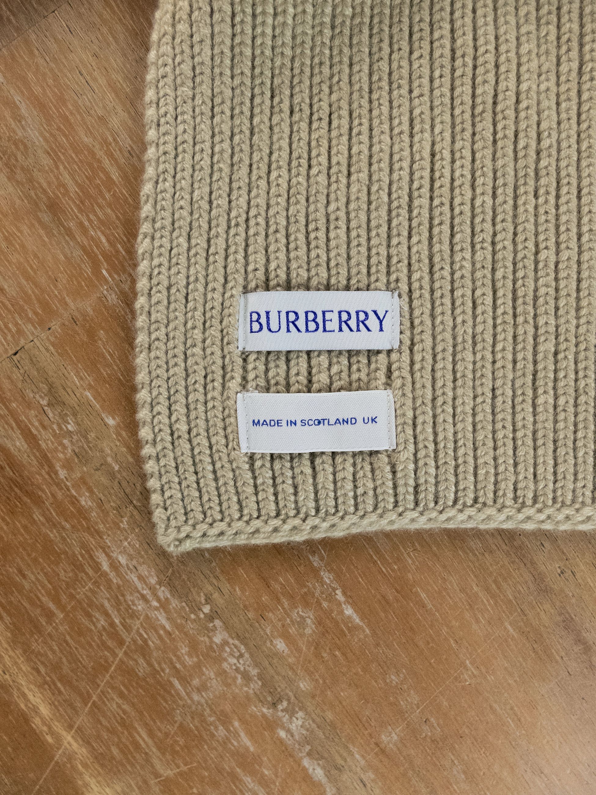 Burberry BURBERRY hunter beige knight logo embroidered cashmere scarf Size ONE SIZE - 6 Thumbnail