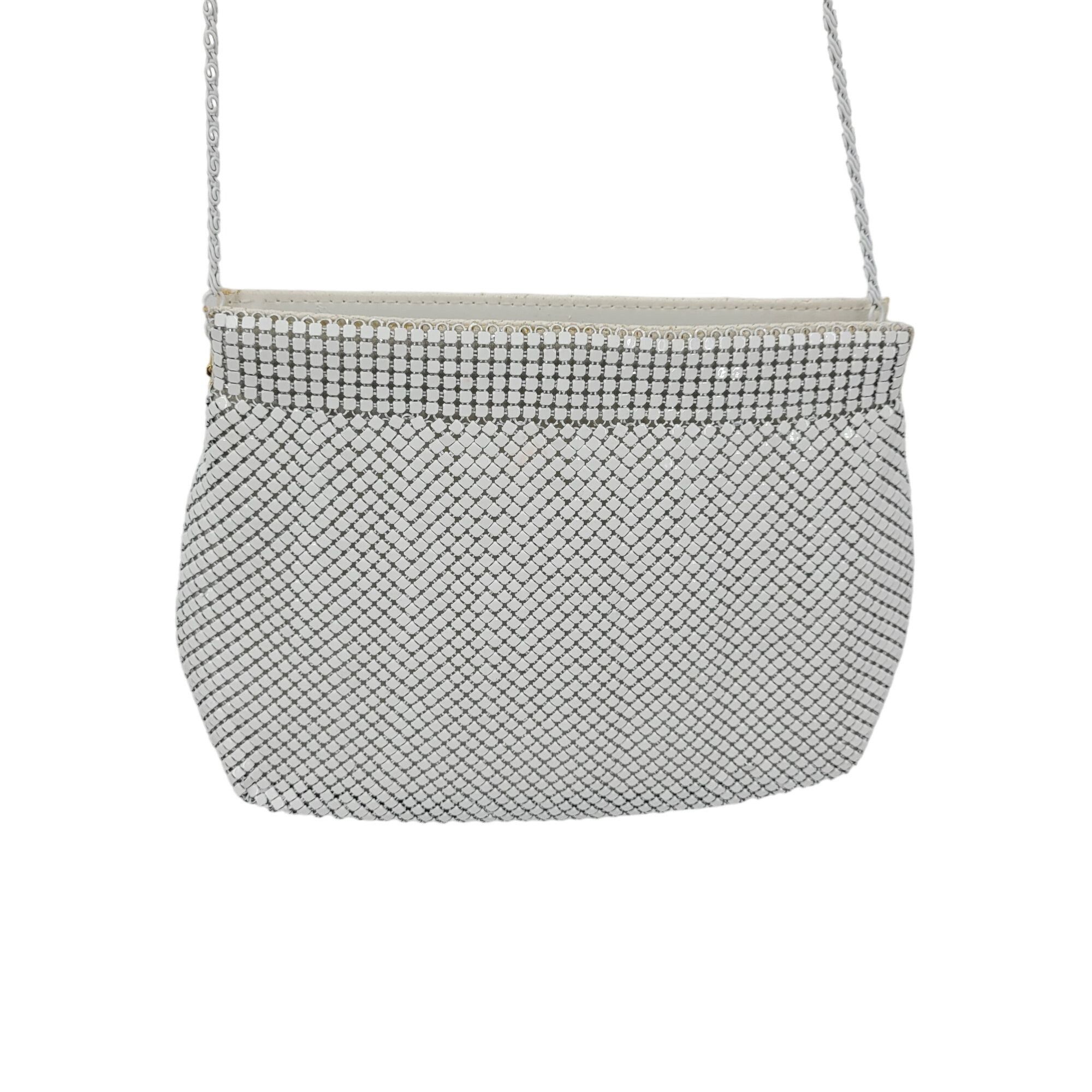 Vintage Vintage 80s White Metal Mesh Evening Bag Crossbody Chain Sho Size ONE SIZE - 2 Thumbnail