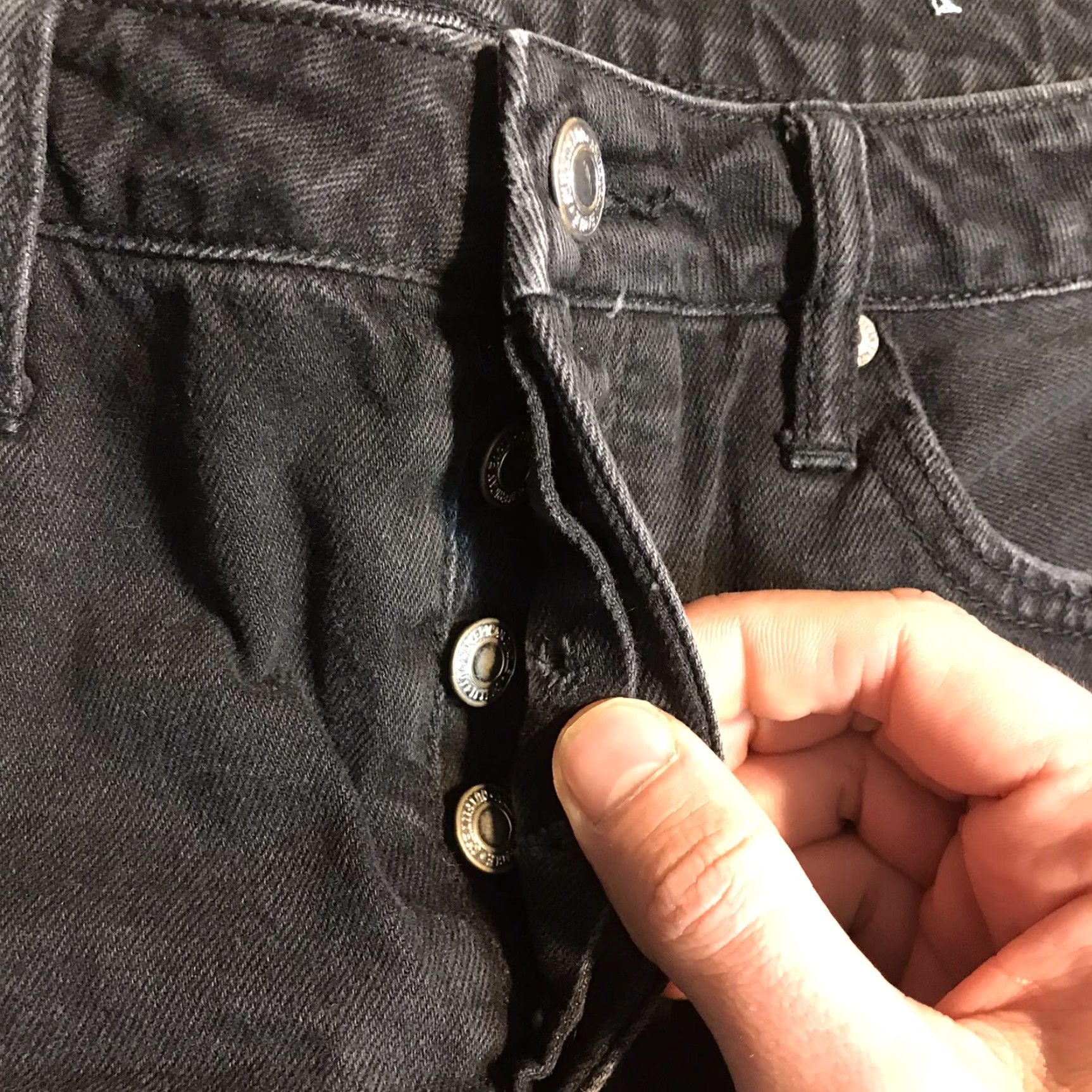American Eagle Outfitters American Eagle Denim Skirt Womens 10 Button Fly Boho Festival Black Raw Hem Size 32" / US 10 / IT 46 - 3 Thumbnail