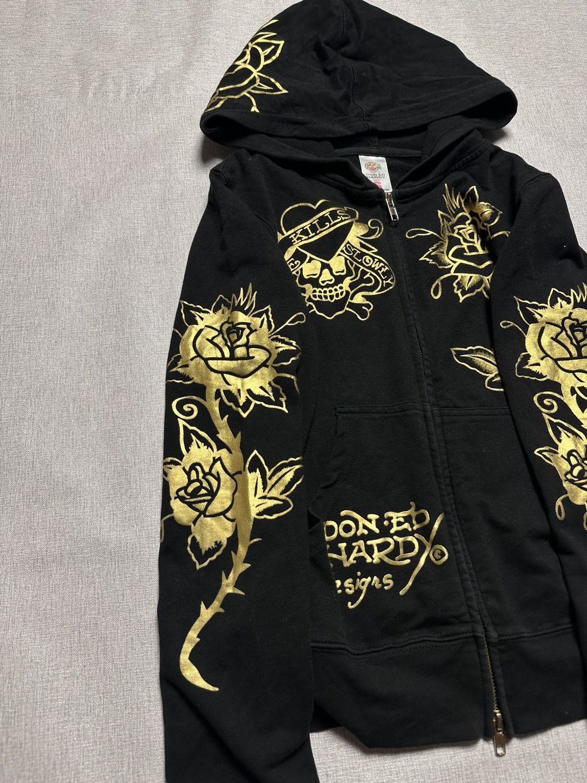 Ed Hardy Ed Hardy by Christian Audigier Rare Black Gold Y2K Zip Size S / US 4 / IT 40 - 12 Thumbnail