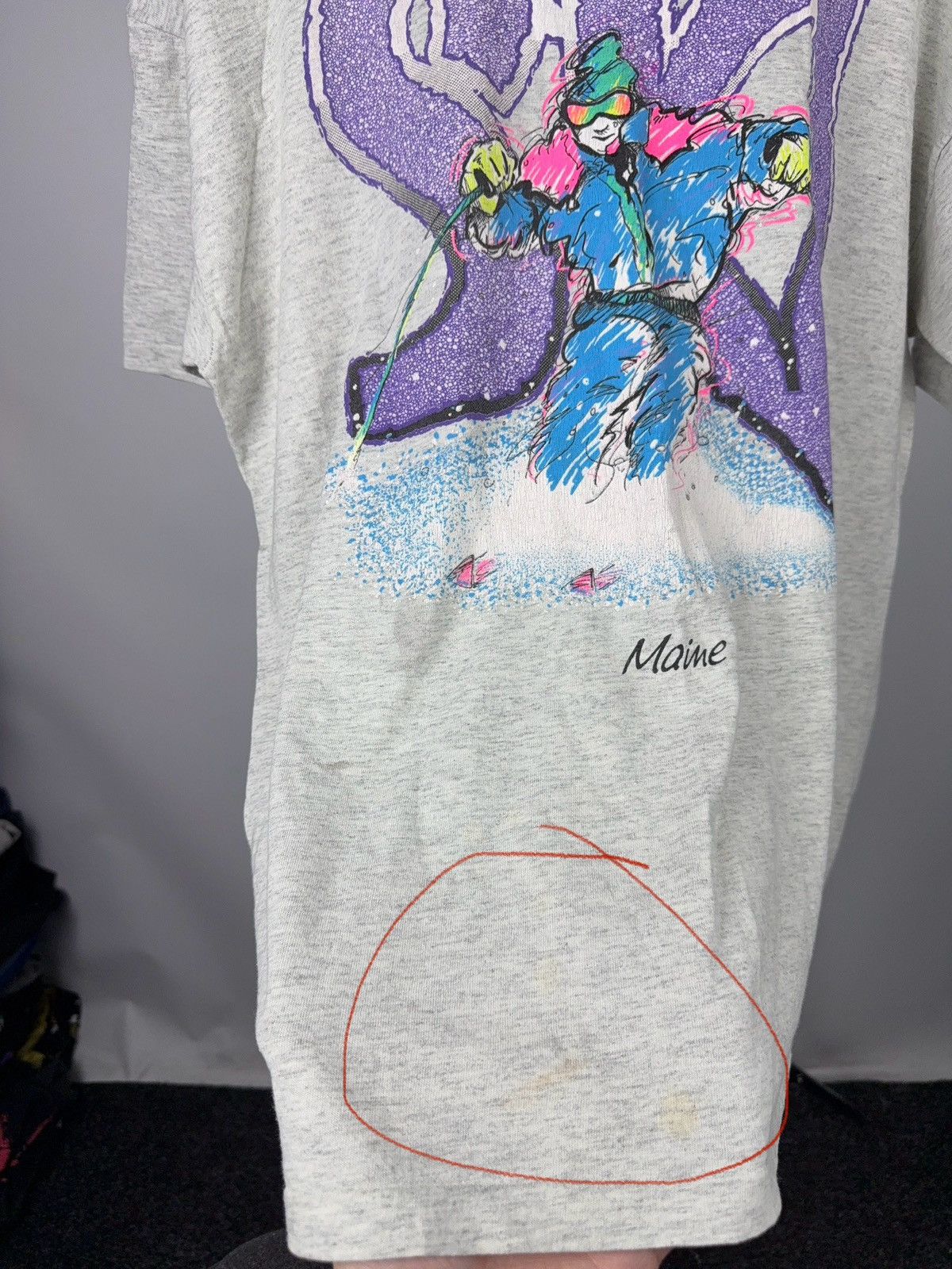 Vintage Vintage Retro 1990 Ski Graphic T-Shirt Neon Skier 90s L-XL Size US L / EU 52-54 / 3 - 9 Thumbnail