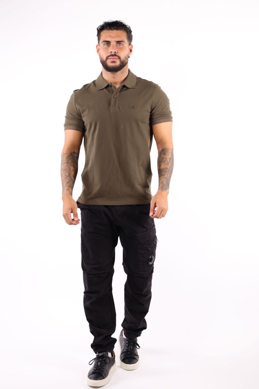 C.P. Company o1y1224 Logo Polo T-Shirt in Military Green Size US XS / EU 42 / 0 - 5 Thumbnail