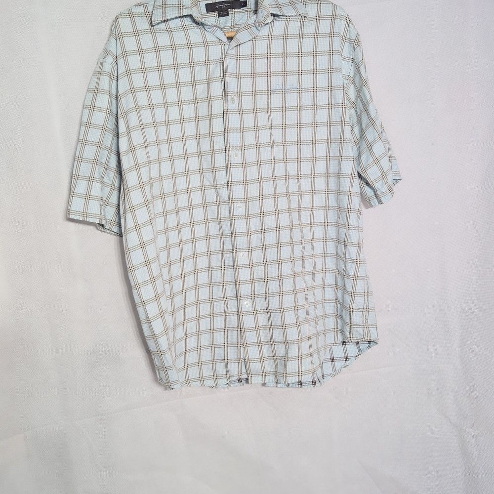 Sean John Men's Blue Windowpane Checkered Shirt By Sean John Sx XL Size US XL / EU 56 / 4 - 2 Thumbnail