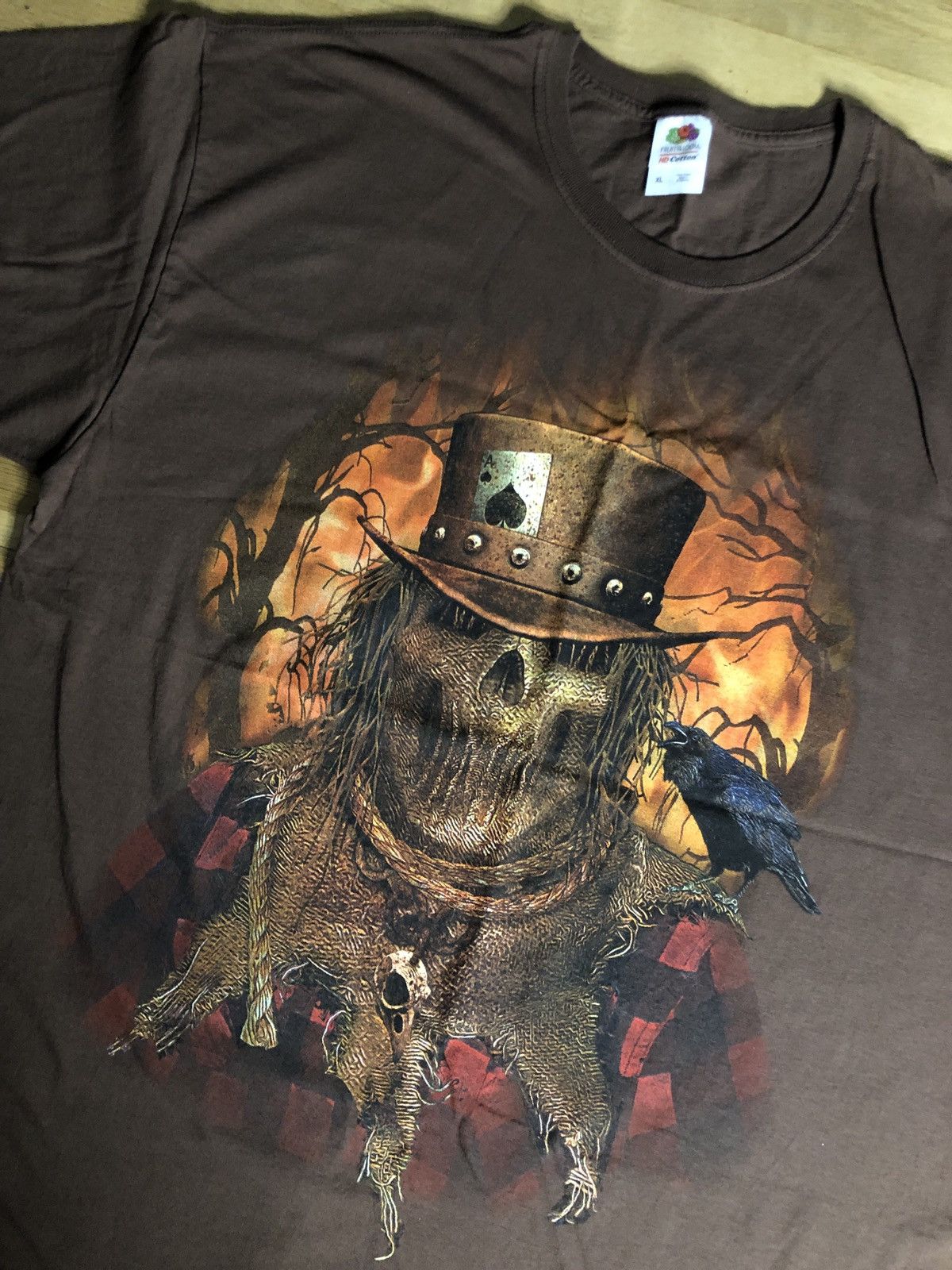 image of Fruit Of The Loom Y2K Scare Crow Tee in Brown, Men's (Size XL)