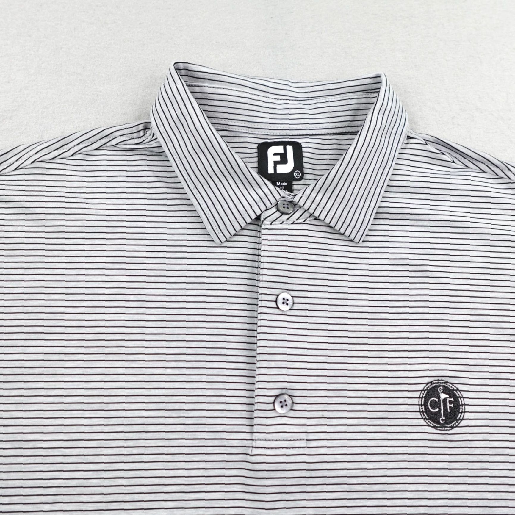 Footjoy FootJoy Polo Shirt Mens XL Gray White Stripes Golf Performance Stretch Flex CF Size US XL / EU 56 / 4 - 2 Thumbnail