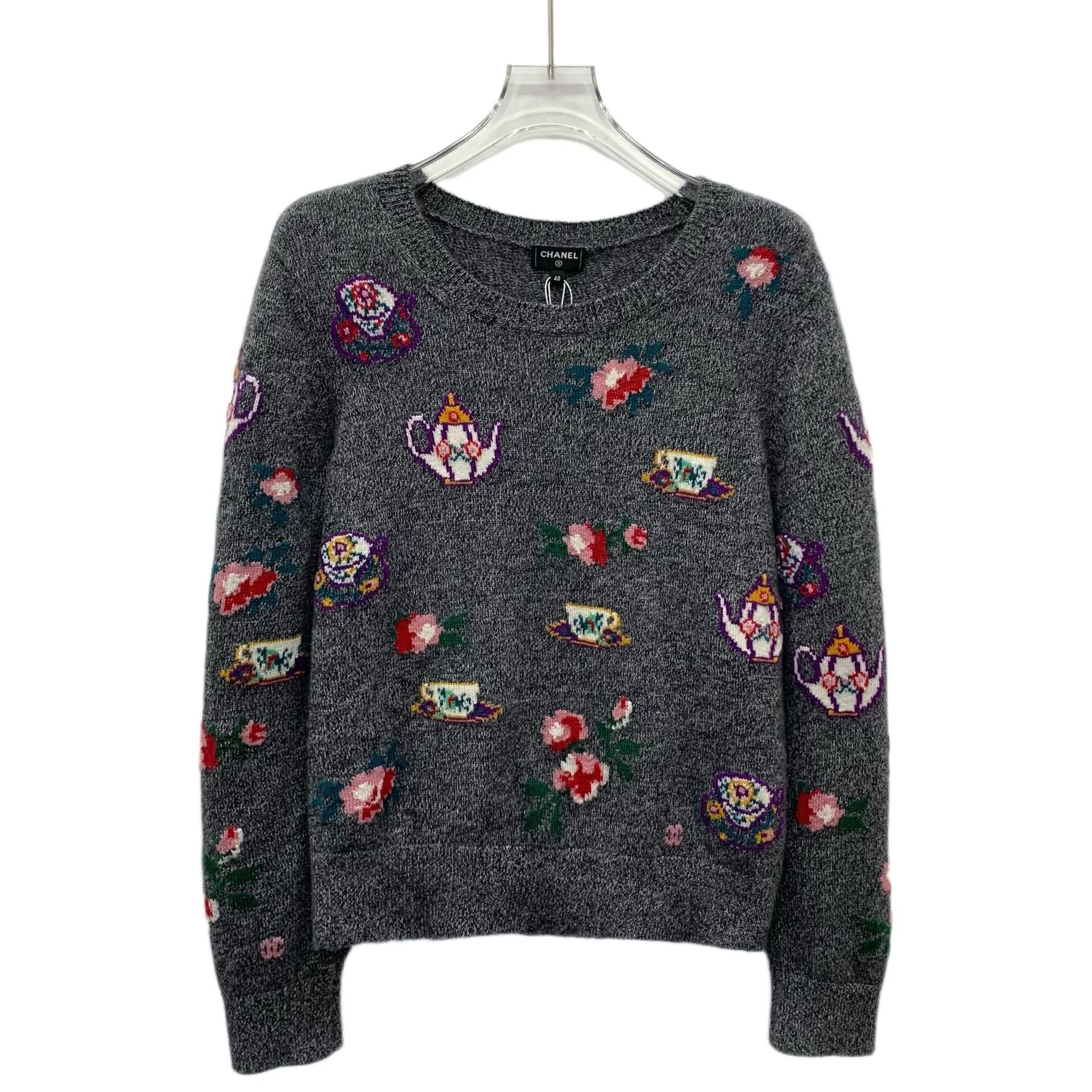 Chanel Chanel Floral Intarsia Cashmere Sweater 40 Size M / US 6-8 / IT 42-44 - 1 Thumbnail