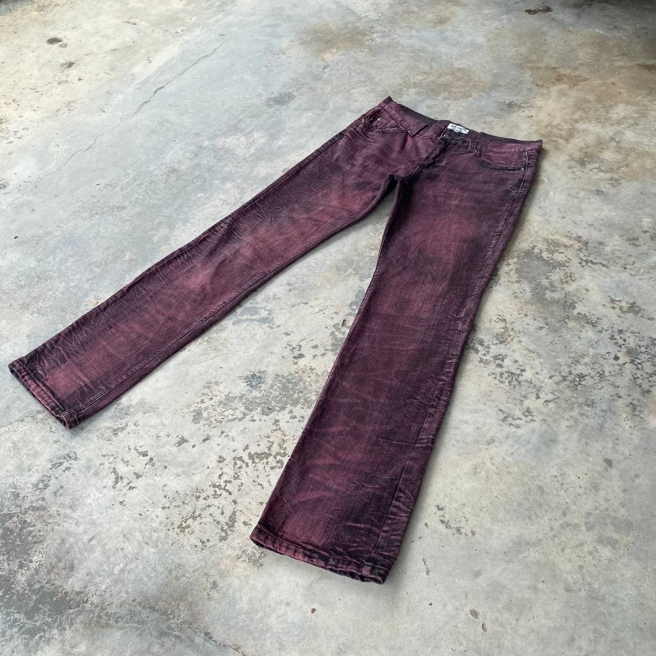 If Six Was Nine × LOWBOX × Tornado Mart LOWBOX JAPAN WINE-RED DYE FISHBONE STRAIGHT LEG IN W30X33 Size US 30 / EU 46 - 11 Thumbnail