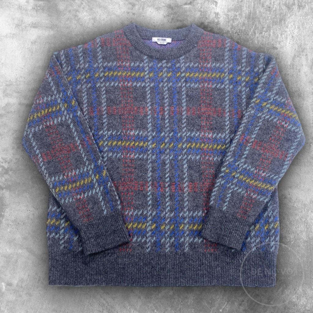 image of Redone Re/done Womens Oversized 90's Crewneck Pullover Sweater Large in Grey