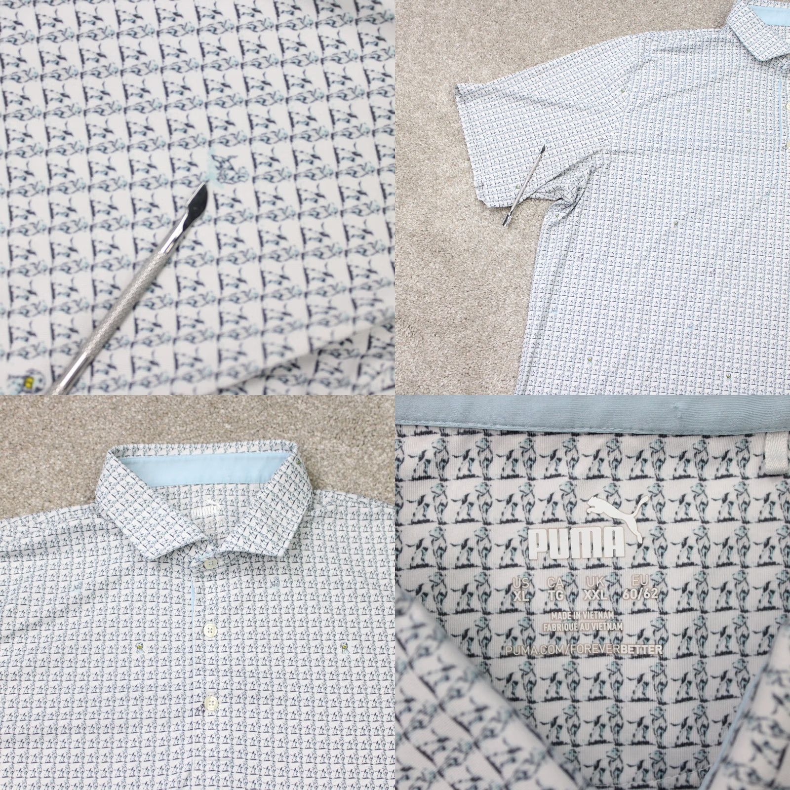 Puma PUMA Golf Polo Shirt Mens XL White Short Sleeve Size US XL / EU 56 / 4 - 8 Thumbnail