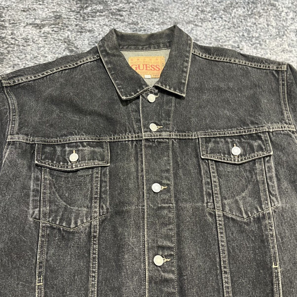 Guess VINTAGE 90s GUESS BLACK DENIM TRUCKER JACKET GRUNGE SIZE 3XL Size US XXL / EU 58 / 5 - 5 Thumbnail