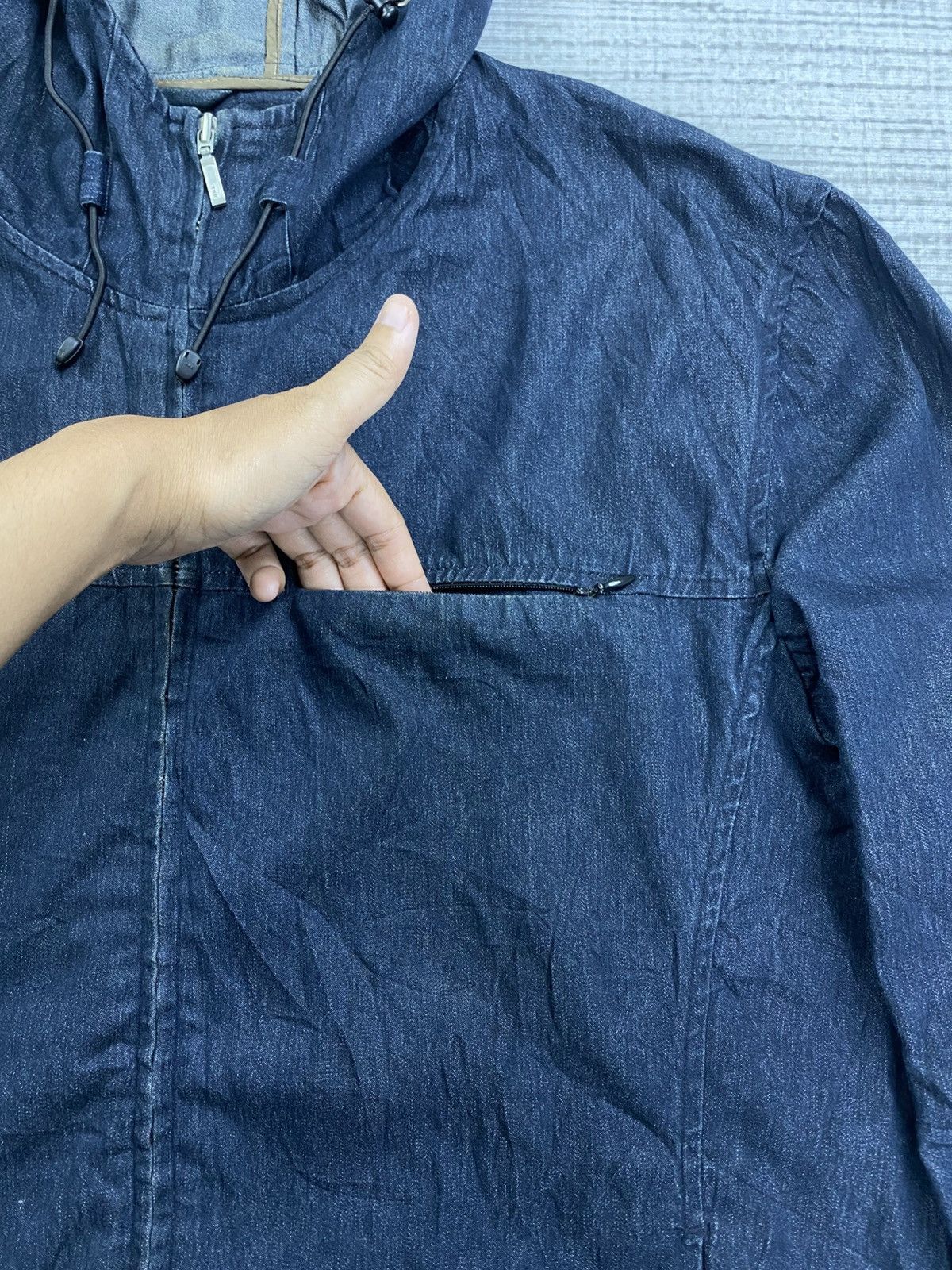 Yohji Yamamoto Vintage D’Homme Yohji Yamamoto Hoodie Denim Jacket Size US L / EU 52-54 / 3 - 8 Thumbnail