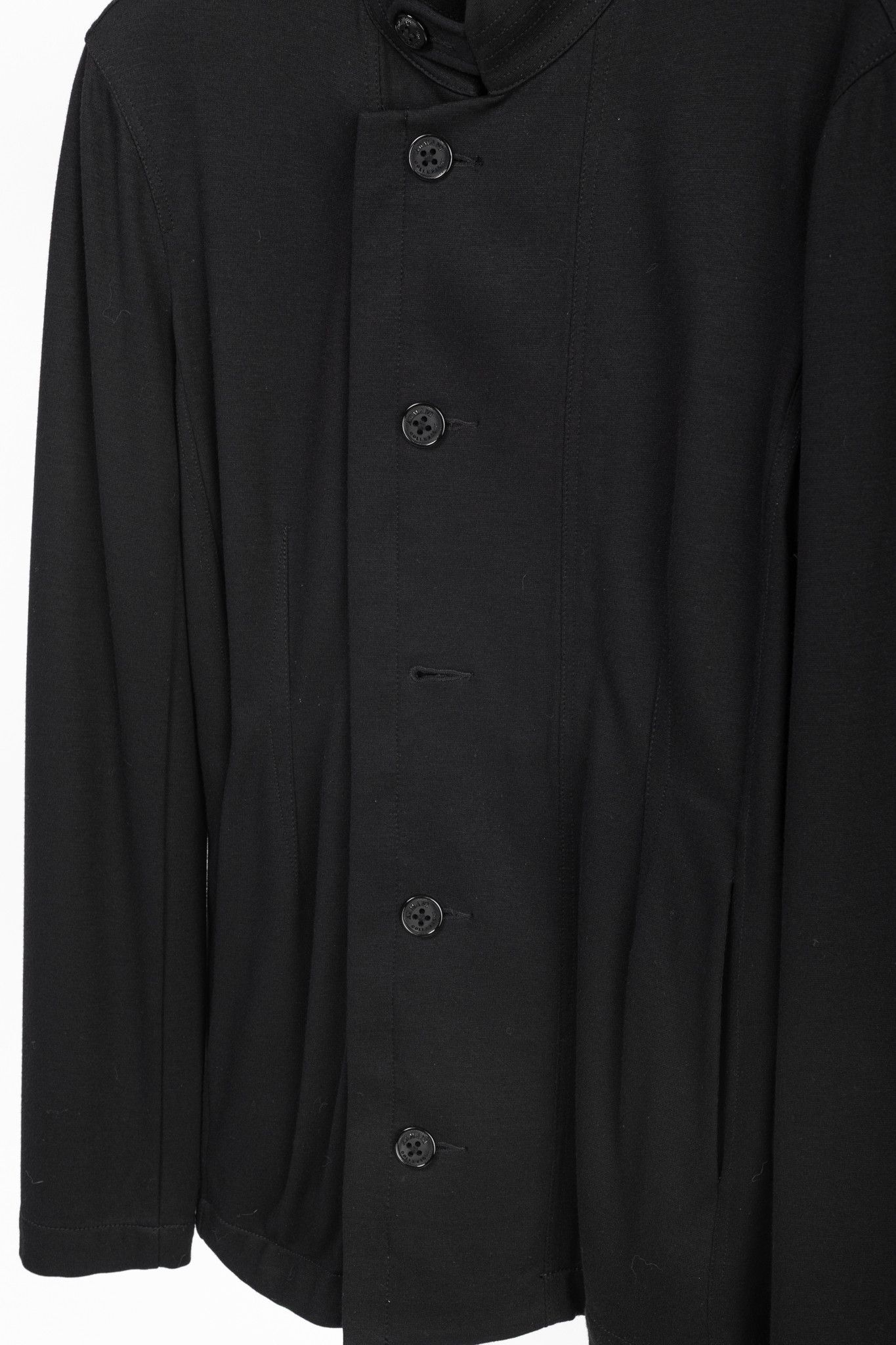 Armani Collezioni Armani Collezioni Black Jersey Buttoned Stand-Collar Jacket Size US M / EU 48-50 / 2 - 8 Thumbnail