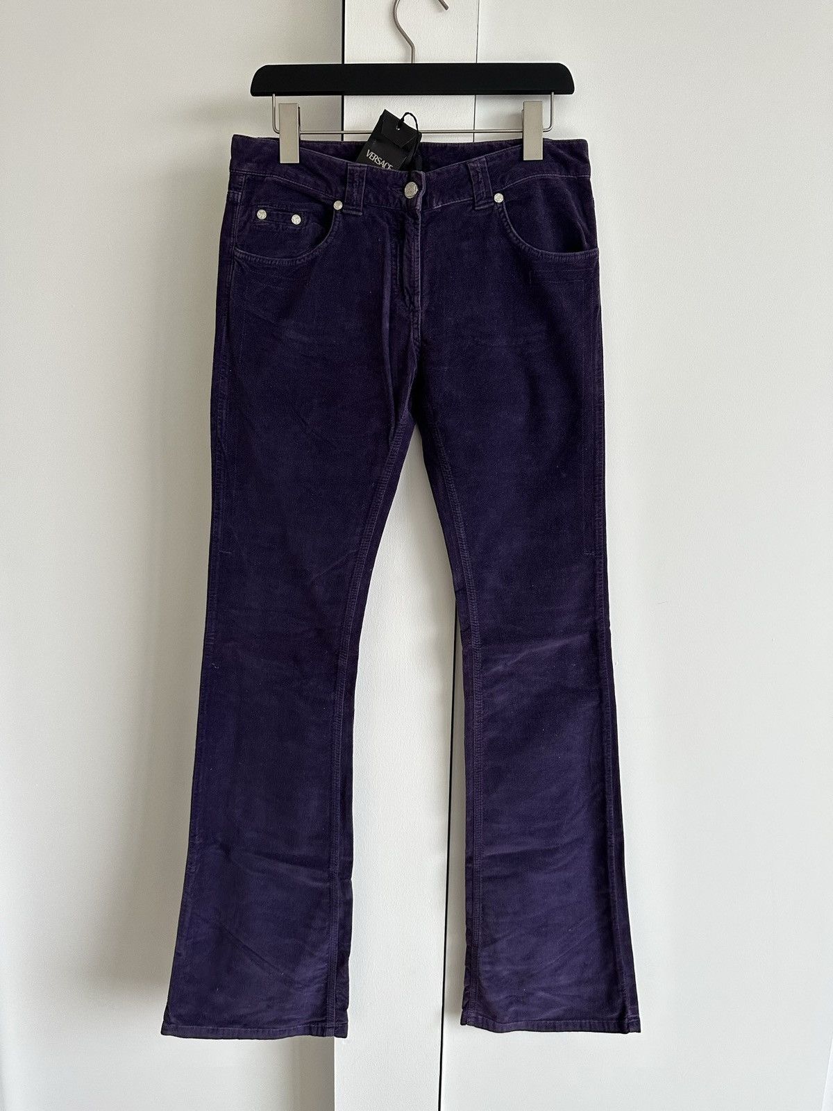 Versace Cotton Velvet Stretch Bootleg Jeans Size 30" / US 8 / IT 44 - 1 Thumbnail