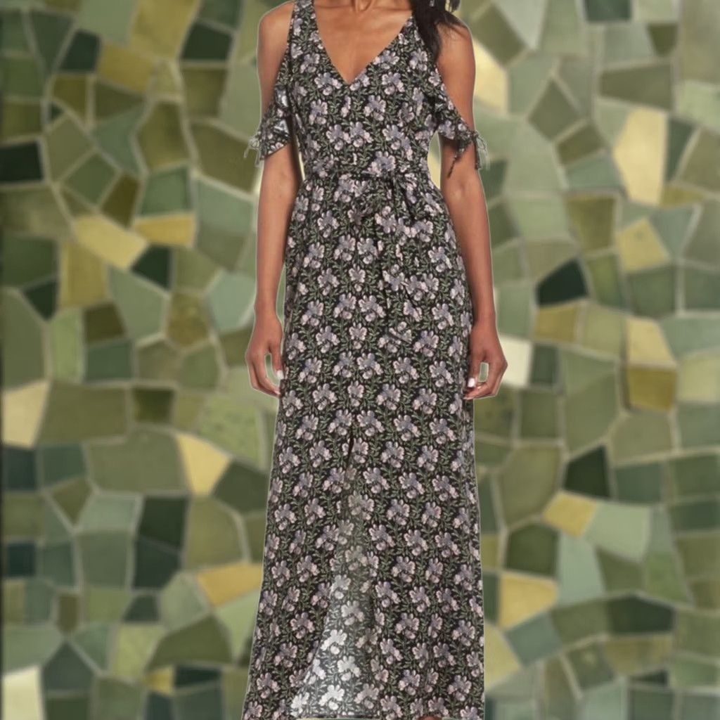 Paige VINTAGE Paige Lystra black floral print cold shoulder maxi dress? Size S / US 4 / IT 40 - 1 Thumbnail