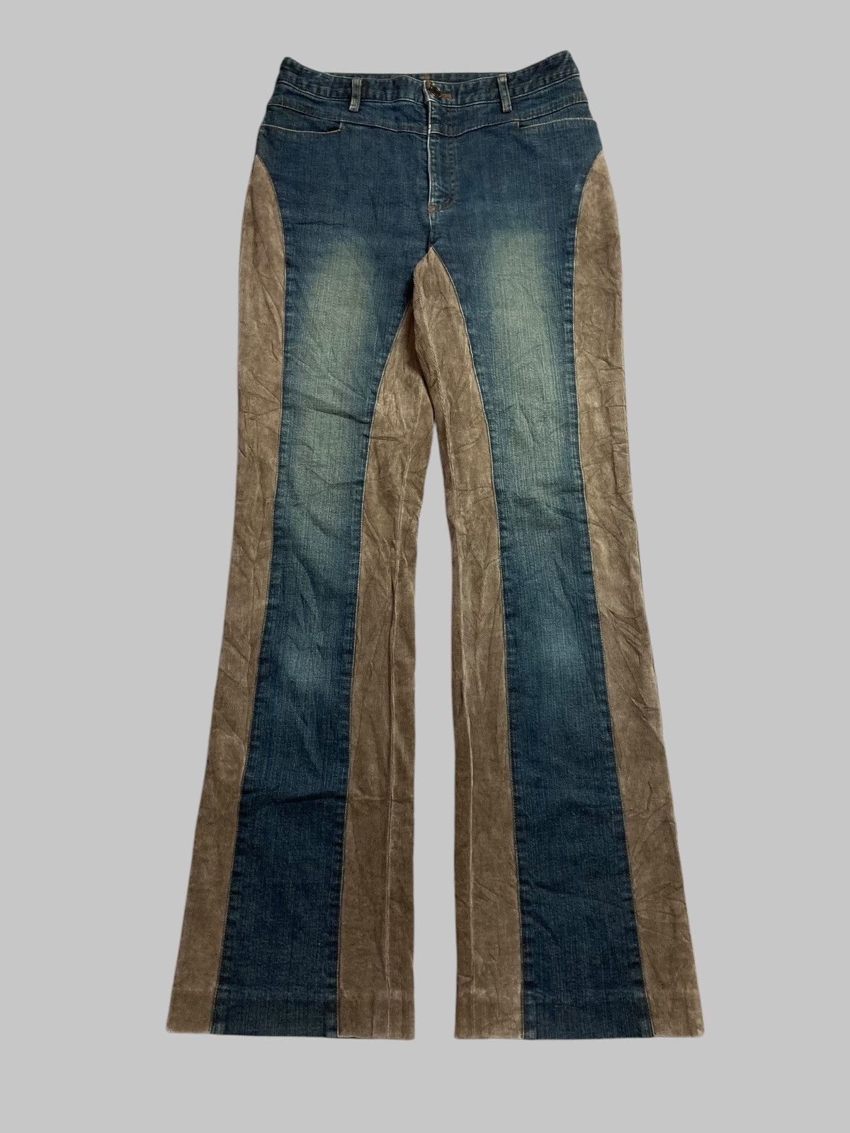 Tornado Mart RED RIVER - Flared Corduroy Jeans Two Tone Japanese Brand Size 28" / US 6 / IT 42 - 2 Thumbnail