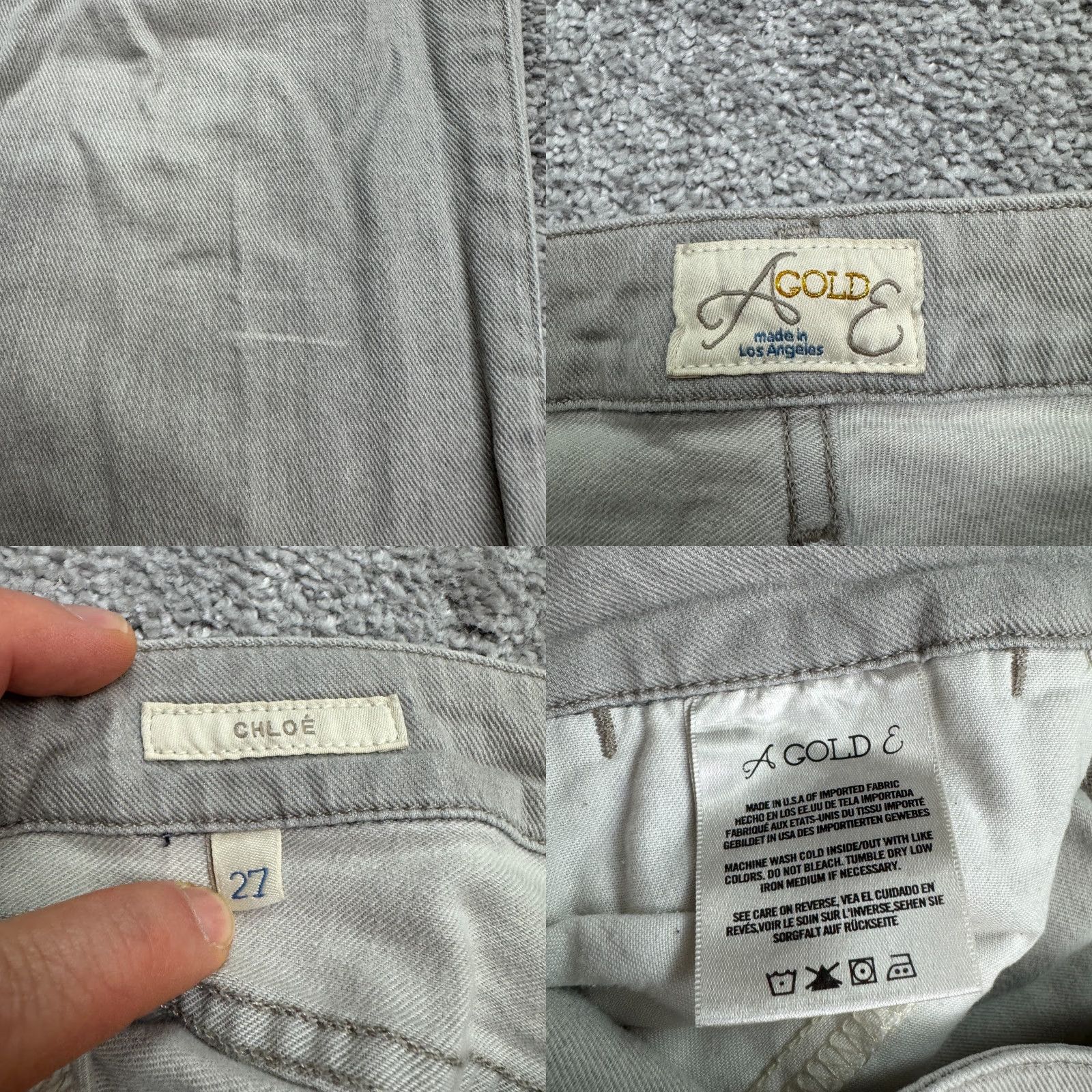 Agolde AGOLDE Chloe Mid Rise Skinny Denim Jeans Gray Womens 27 Cotton Stretch City Grunge USA Jeans Slim 5-Pocket Womens Size 27" / US 4 / IT 40 - 8 Thumbnail