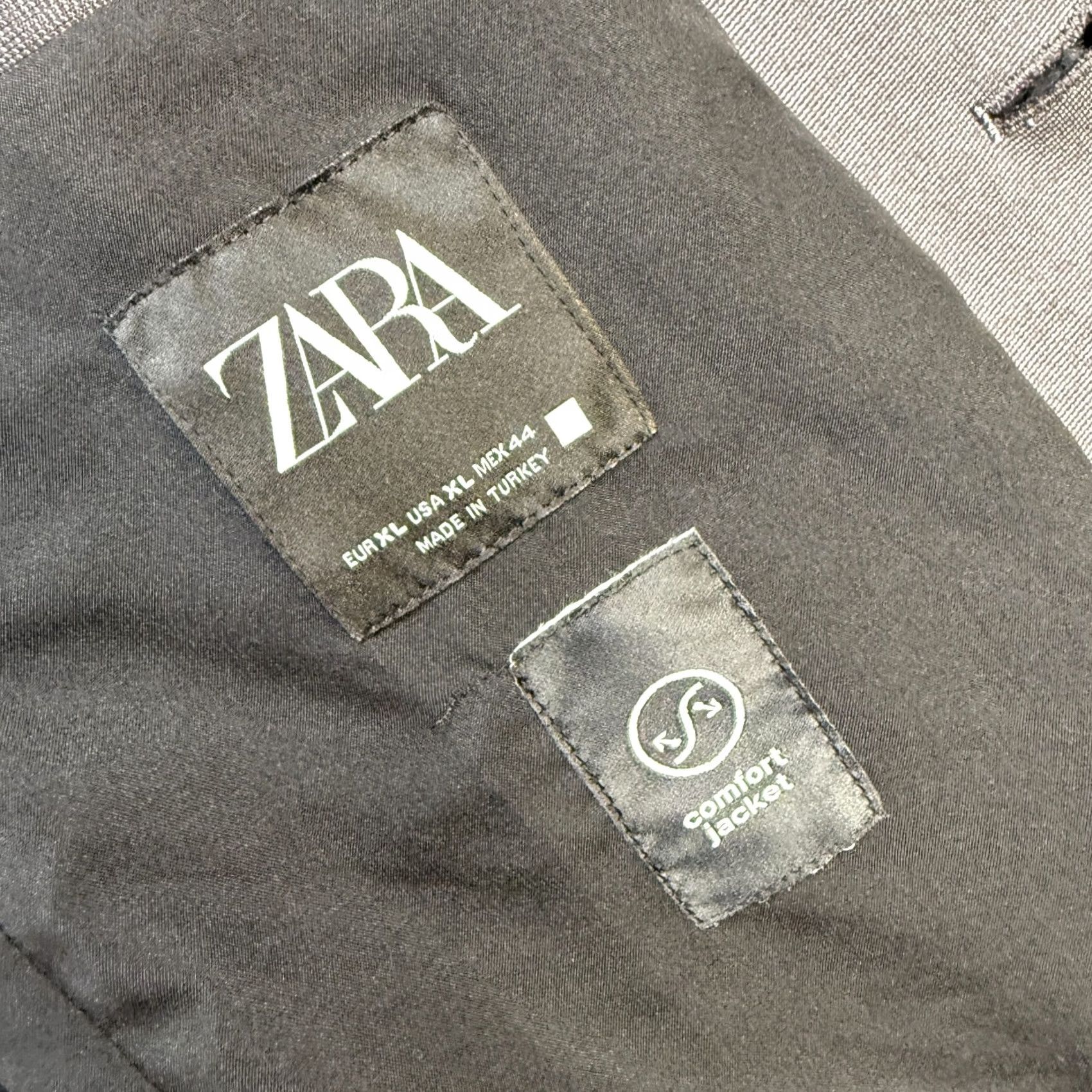 Zara Zara Blazer Mens XL Gray Notch Lapel Knit Stretch One-Button Front Jacket Single-Breasted Size 46R - 4 Thumbnail