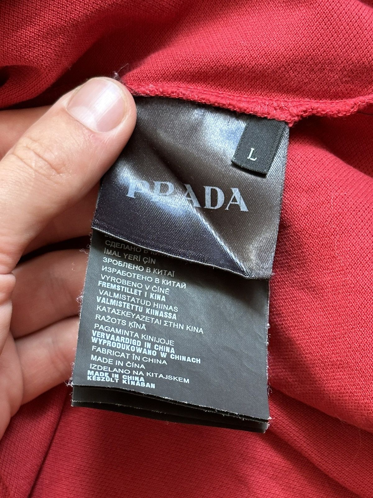 Prada PRADA MILANO RED TAB POLO T-SHIRT TEE Size US L / EU 52-54 / 3 - 13 Thumbnail
