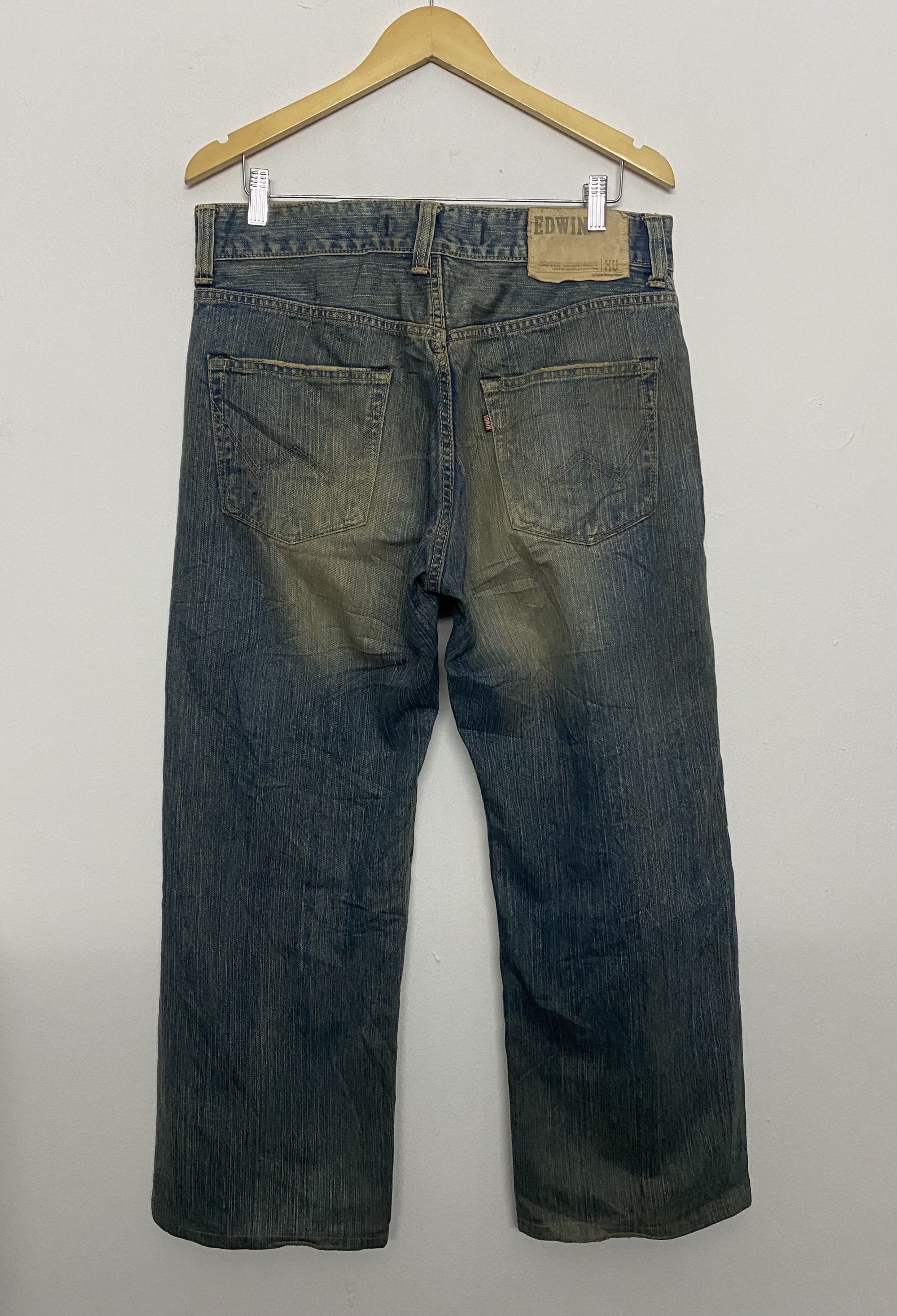 Edwin EDWIN 405XV Exclusive Model Faded Distressed Dark Wash Jeans Size US 34 / EU 50 - 2 Thumbnail