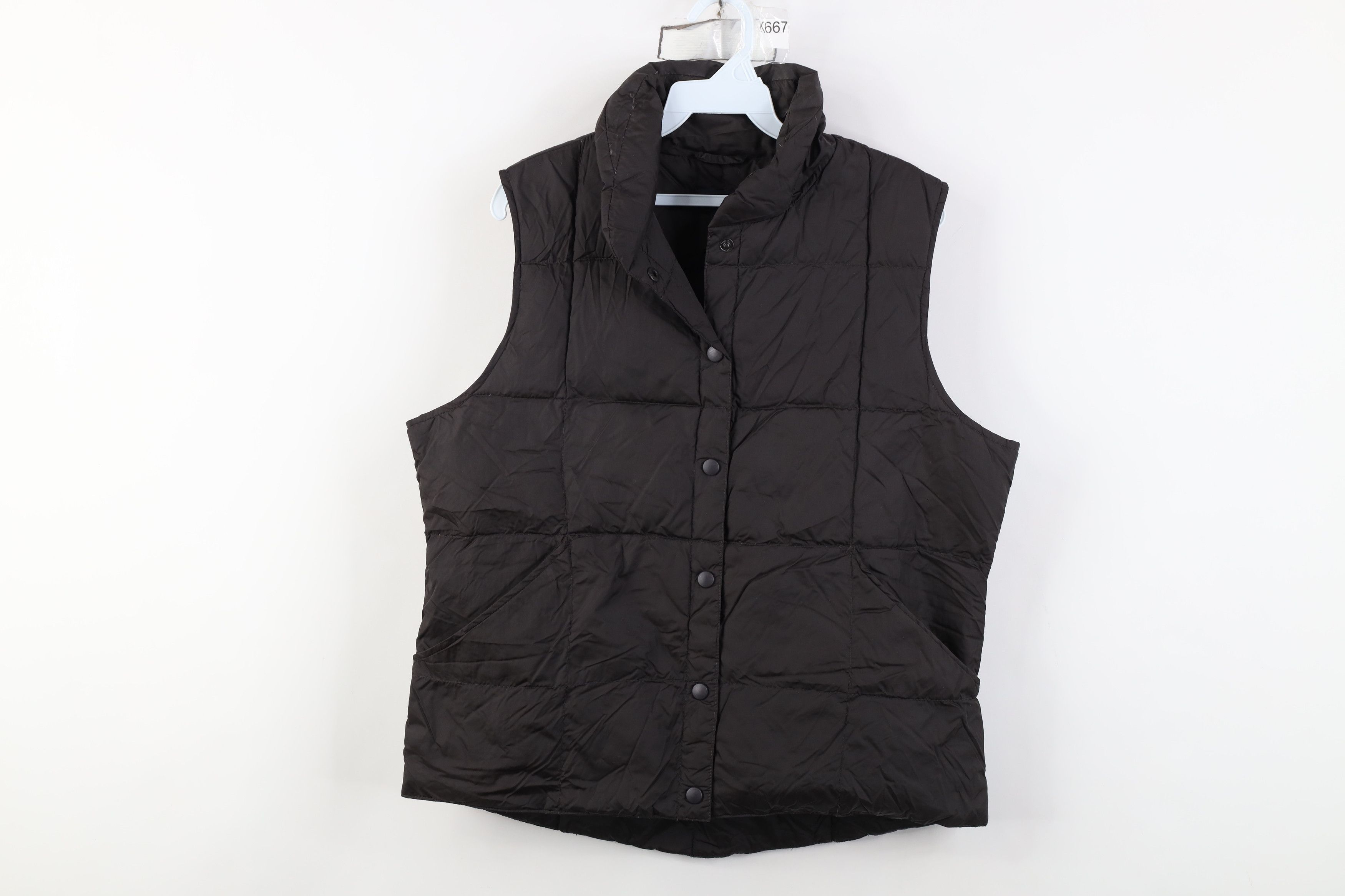 Vintage Lands End Duck Down Puffer Vest Jacket Dark Brown