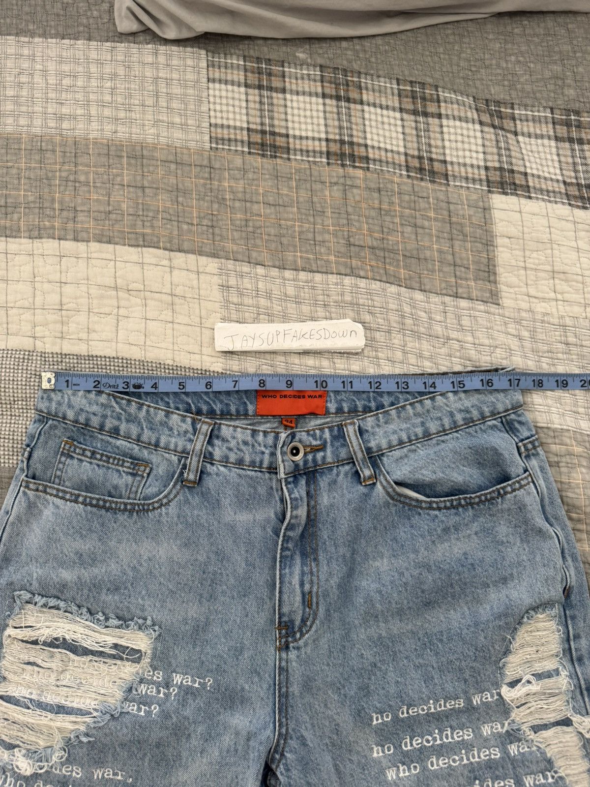 Who Decides War Who Decides War Jeans Scripture Denim Embroidered Pants WDW Size US 34 / EU 50 - 7 Thumbnail