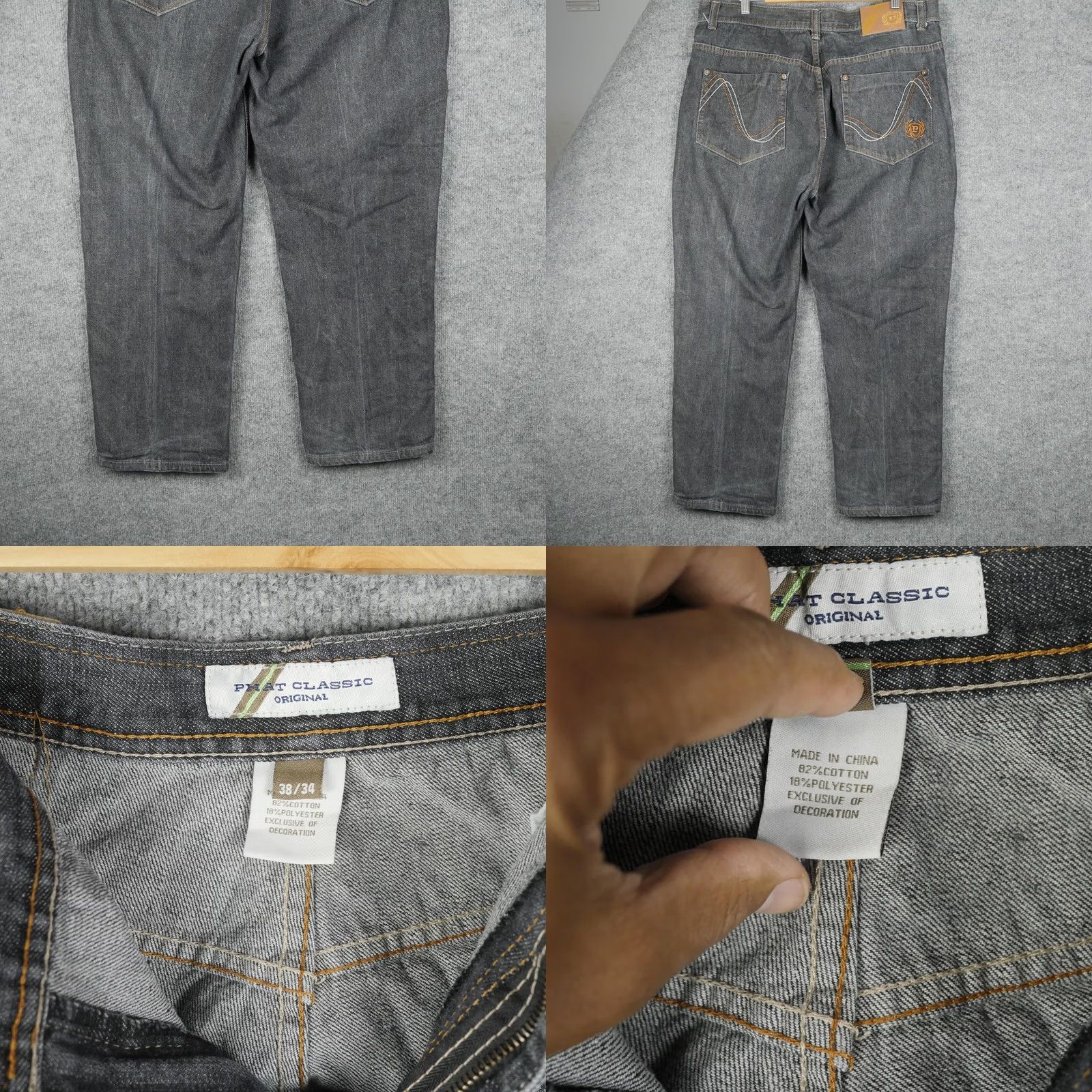 Phat Farm Phat Farm Jeans Mens 38x34 Gray Denim Straight Embroidered Baggy Skater Hip Hop Size US 38 / EU 54 - 8 Thumbnail