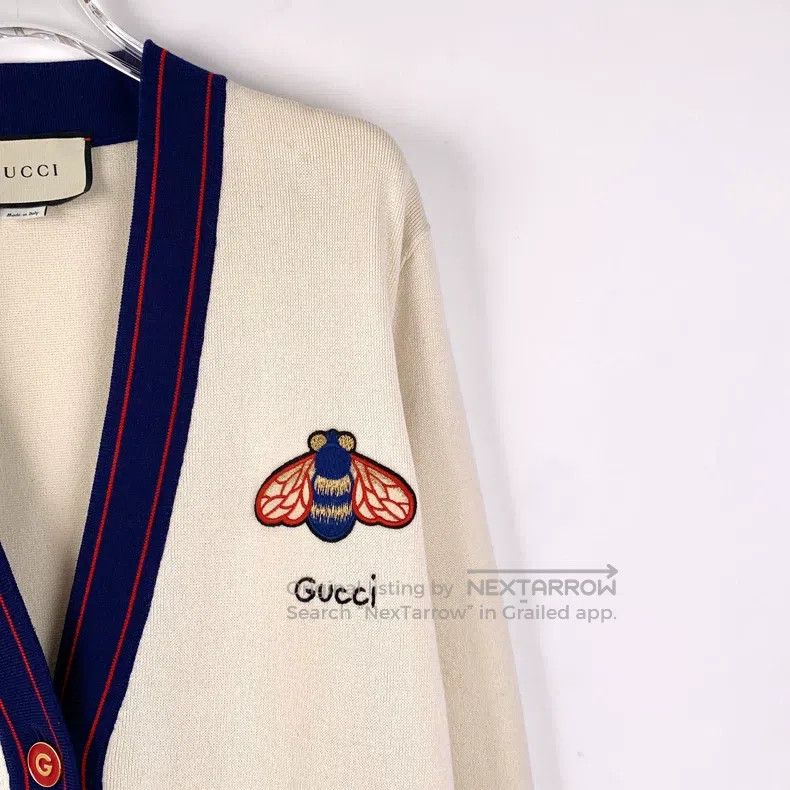 Gucci Gucci Beige bee embroidered cotton V-neck single-breasted Size US XL / EU 56 / 4 - 3 Thumbnail