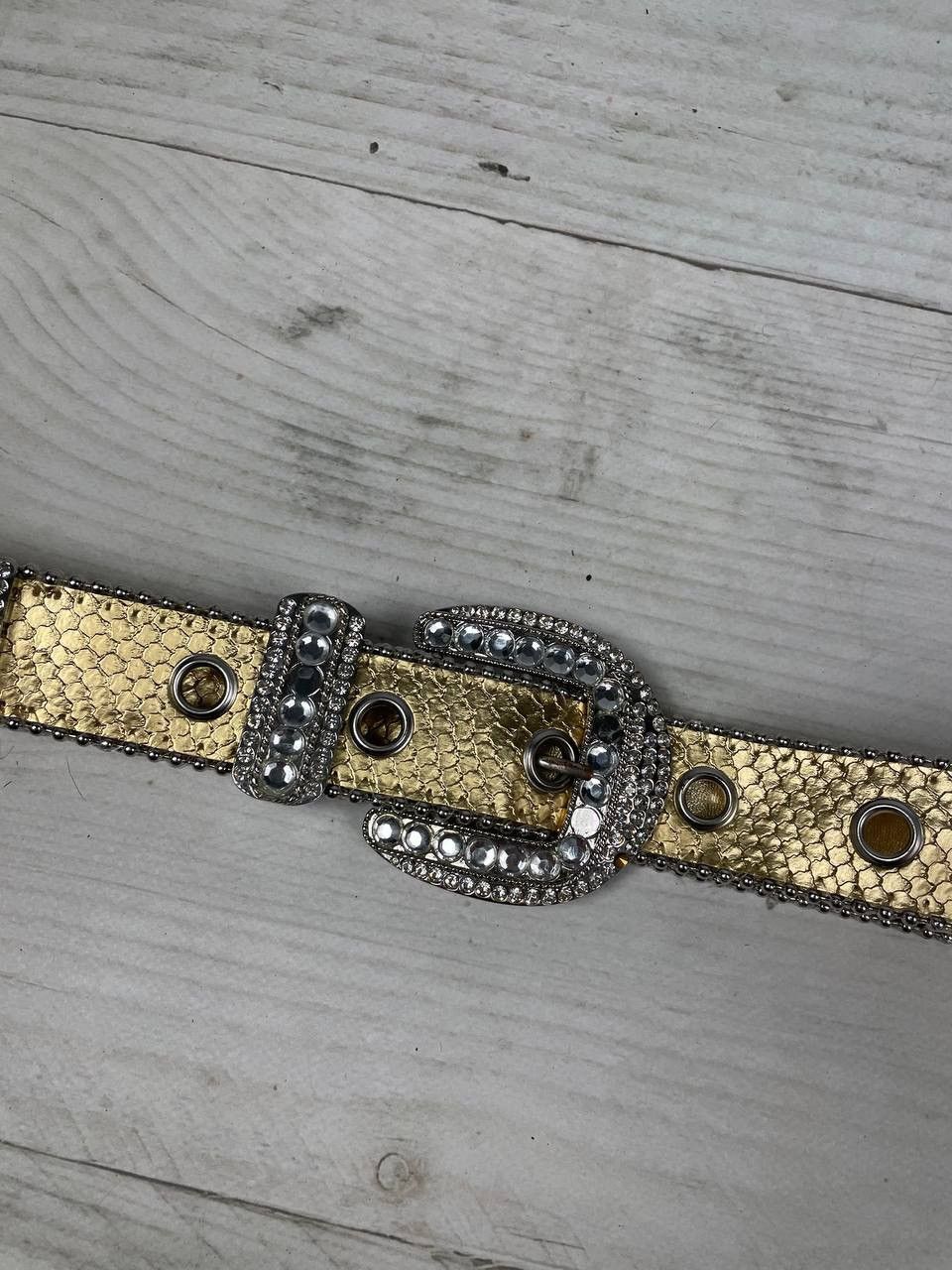 Other Vintage B B Simon Style Belt Leather Rhinestone Punk Y2K Size ONE SIZE - 3 Thumbnail