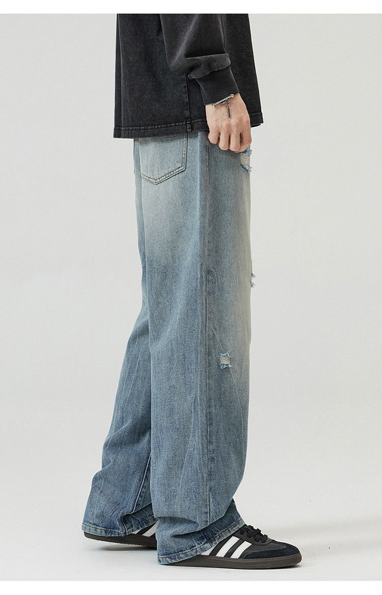 Japanese Brand × Jean Vintage street washed straight high casual ripped jeans Size US 32 / EU 48 - 3 Thumbnail