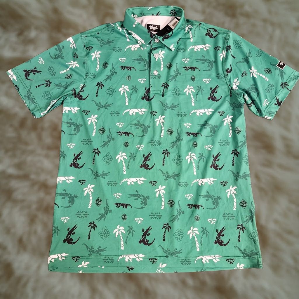 Vintage Waggle Shirt Mens L Golf Polo Aligator Palms AOP Performance Florida New Size US L / EU 52-54 / 3 - 1 Thumbnail