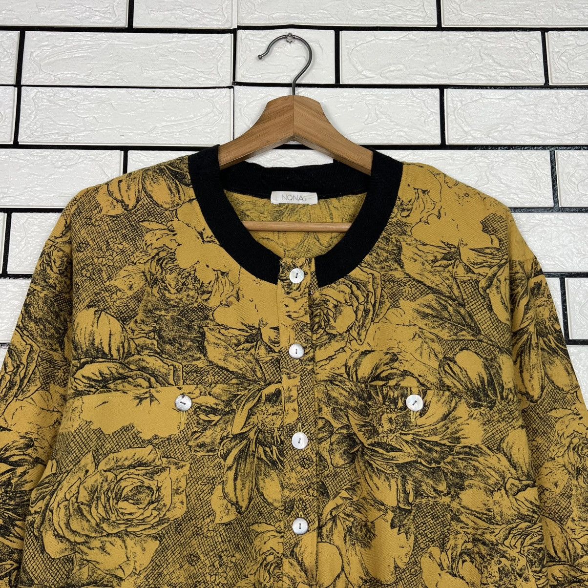 Japanese Brand Vintage Art Florals Print Wool Silk Button Jacket #4115-C187 Size M / US 6-8 / IT 42-44 - 2 Thumbnail