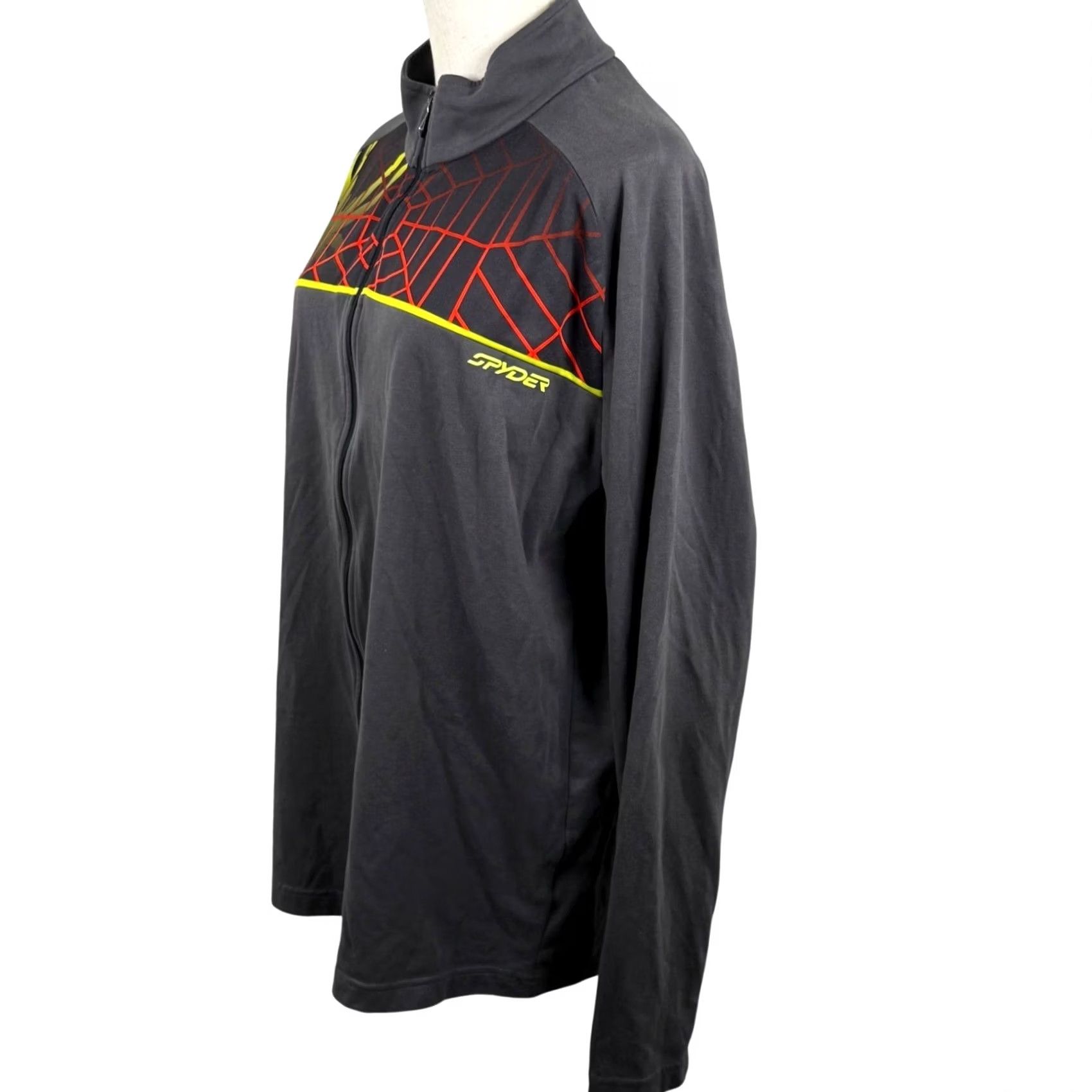 Spyder Spyder Mens XL Track Jacket Gray Spiderweb Graphic Full Zip Mock Neck Athletic Size US XL / EU 56 / 4 - 2 Thumbnail