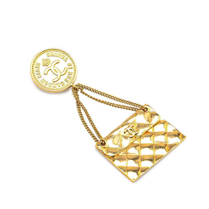 Chanel Chanel Chanel Gold Plated Coco Mark 31 RUE CAMBON PARIS Matelasse Brooch Metal Brooch DUTY FREE for USA Size ONE SIZE - 1 Thumbnail