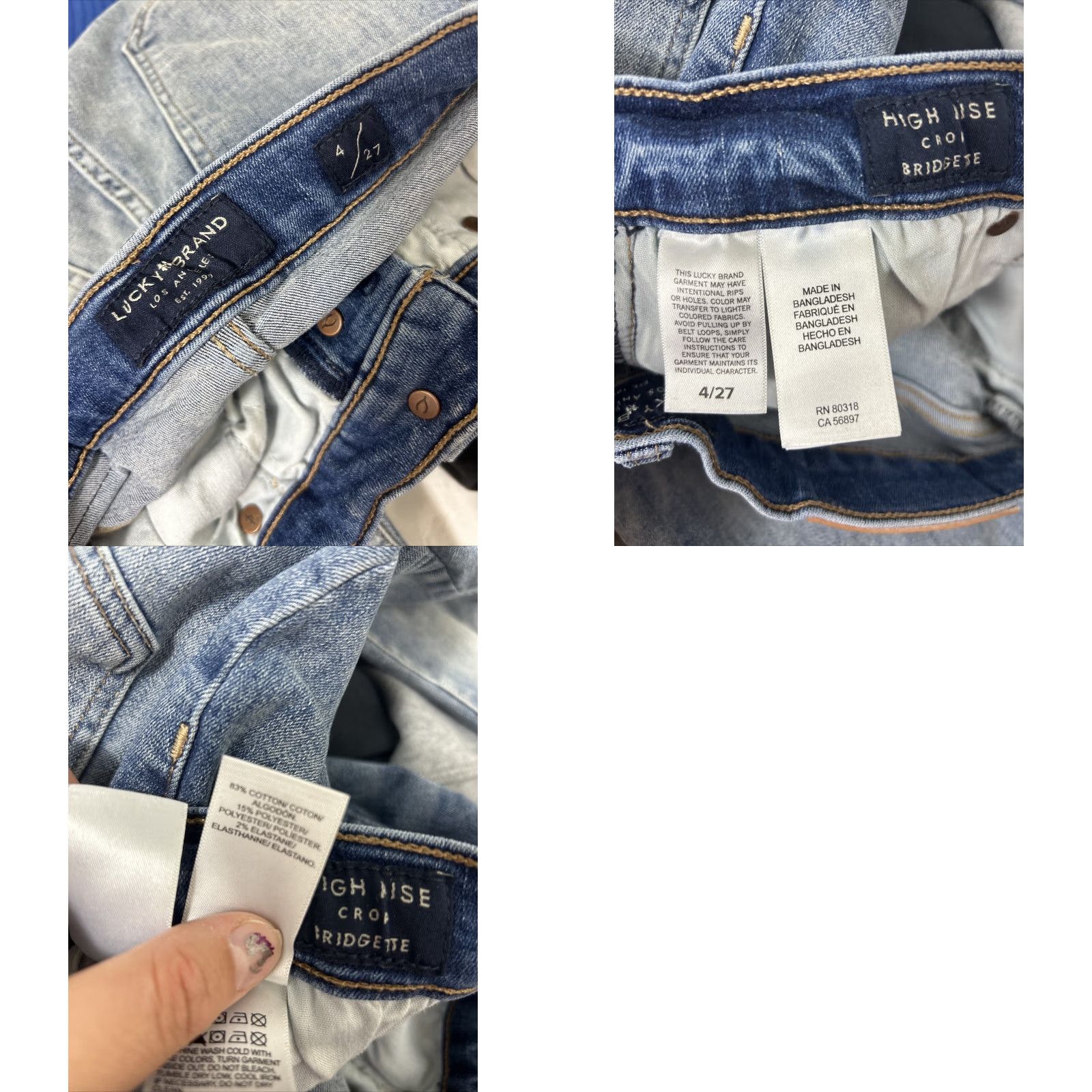 Lucky Brand Lucky Brand Jeans Skinny Bridgette Button Fly Denim 27x24 Womens 4 Blue Belt Pockets Size 27" / US 4 / IT 40 - 9 Thumbnail