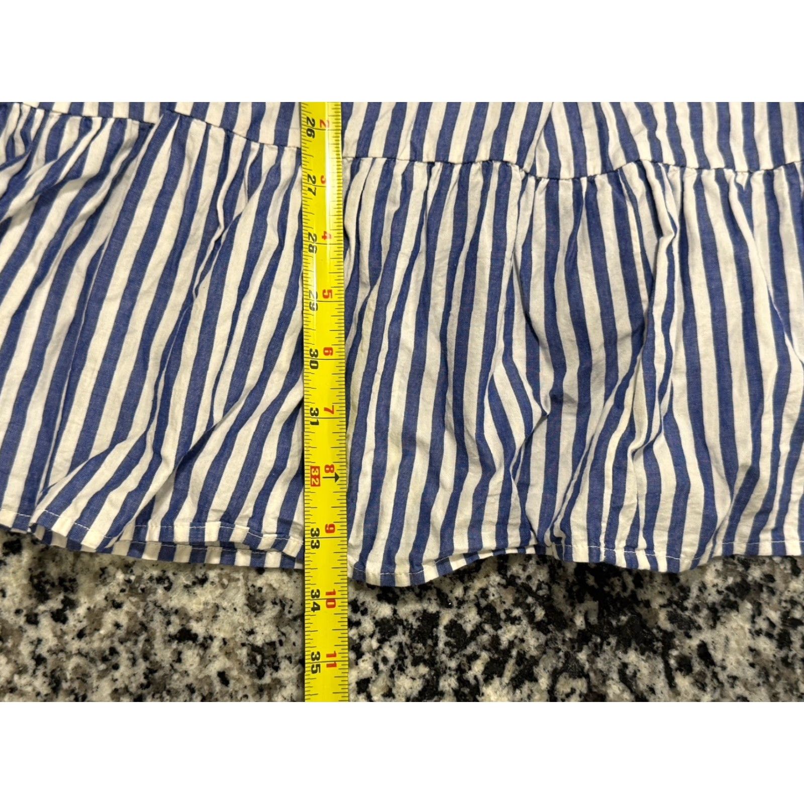 Vintage Pomander Place Plus Size Mini Dress Blue White Stripe Cotton A-Line Long Sleeve V-Neck Womens 2XL Size XXL / US 16-18 / IT 52-54 - 5 Thumbnail