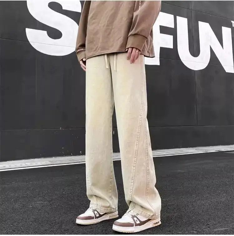 Retro washed straight leg jeans