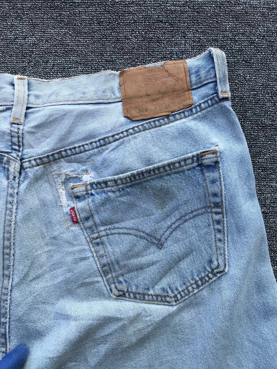 Levi's × Vintage Vintage 1993 Levis 501 distressed patchwork jean W34x29.5" Size US 33 - 16 Thumbnail