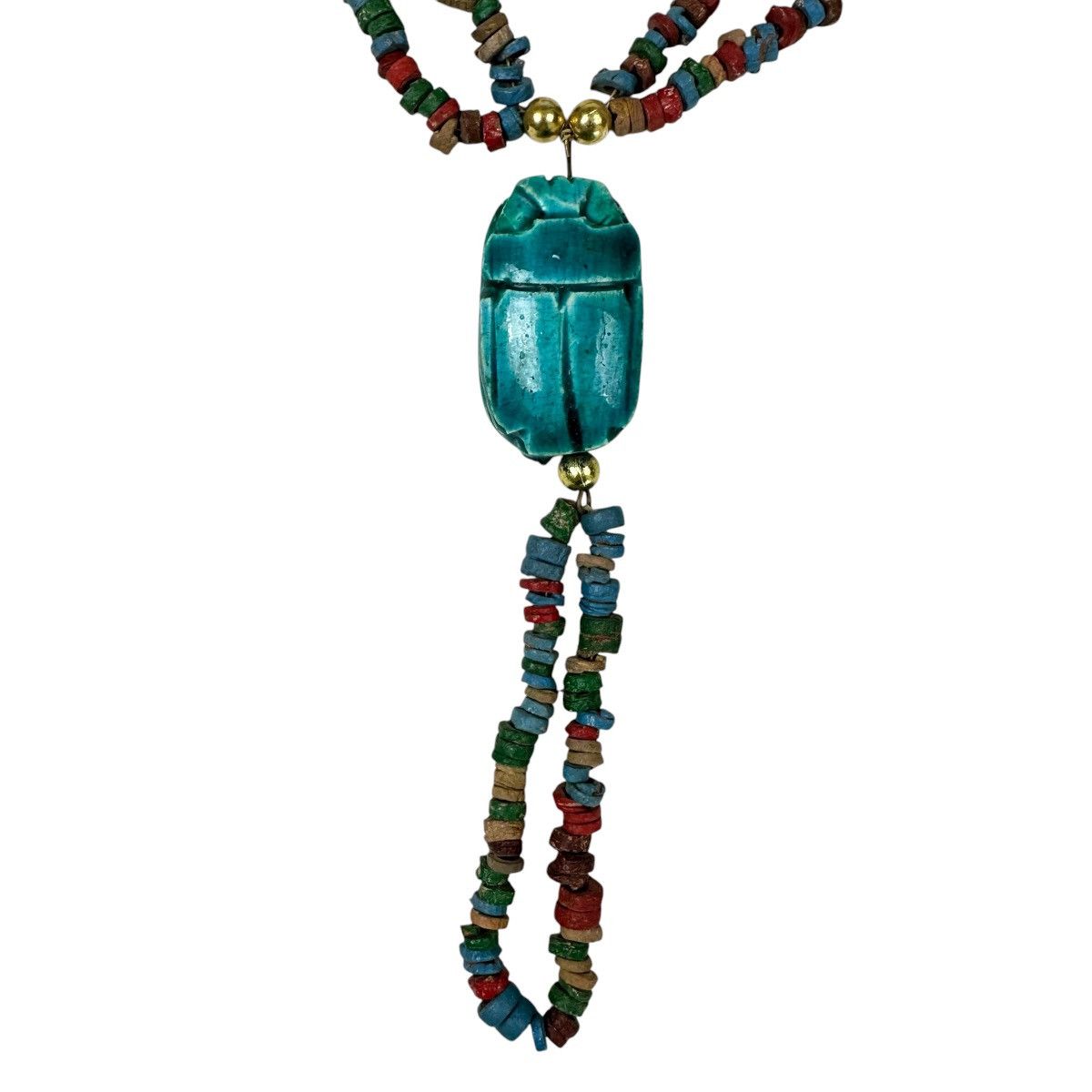 Other Vintage Egyptian Beaded Scarab Beetle Pendant Necklace Size ONE SIZE - 2 Thumbnail