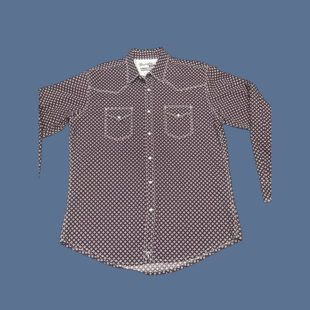 Wrangler Wrangler Shirt Mens L Purple Pearl Snap Western 20X Competition Advanced Comfort Button-Up Geometric Long Sleeve Cotton Blend Size US L / EU 52-54 / 3 - 1 Thumbnail
