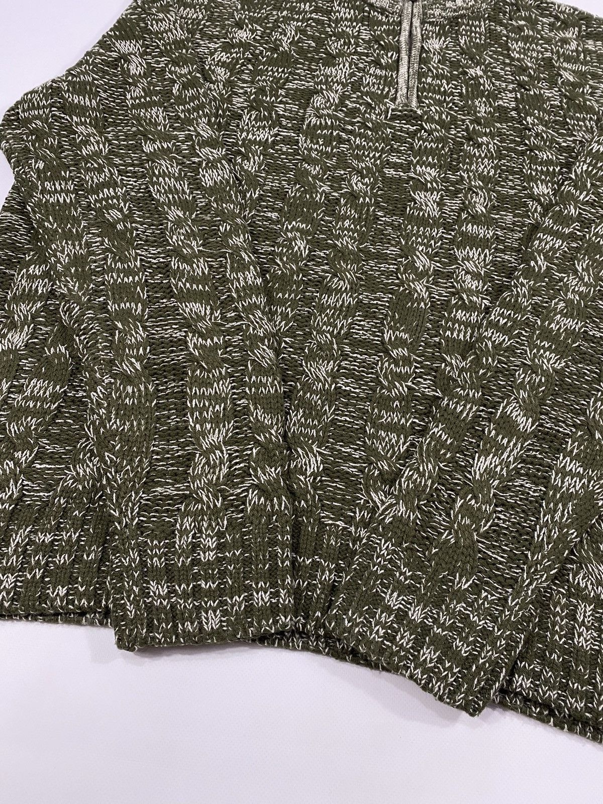 John Baner LASTDROP🔥 Khaki Green Flecked Warm Ribbed Cable Knit Sweater Size US XL / EU 56 / 4 - 4 Thumbnail