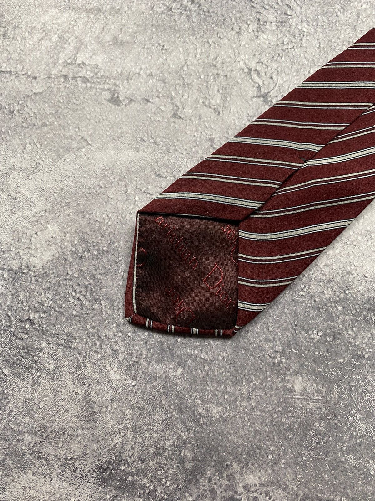 Christian Dior Monsieur Vintage Christian Dior Paris Striped Silk Tie Luxury France Size ONE SIZE - 11 Thumbnail