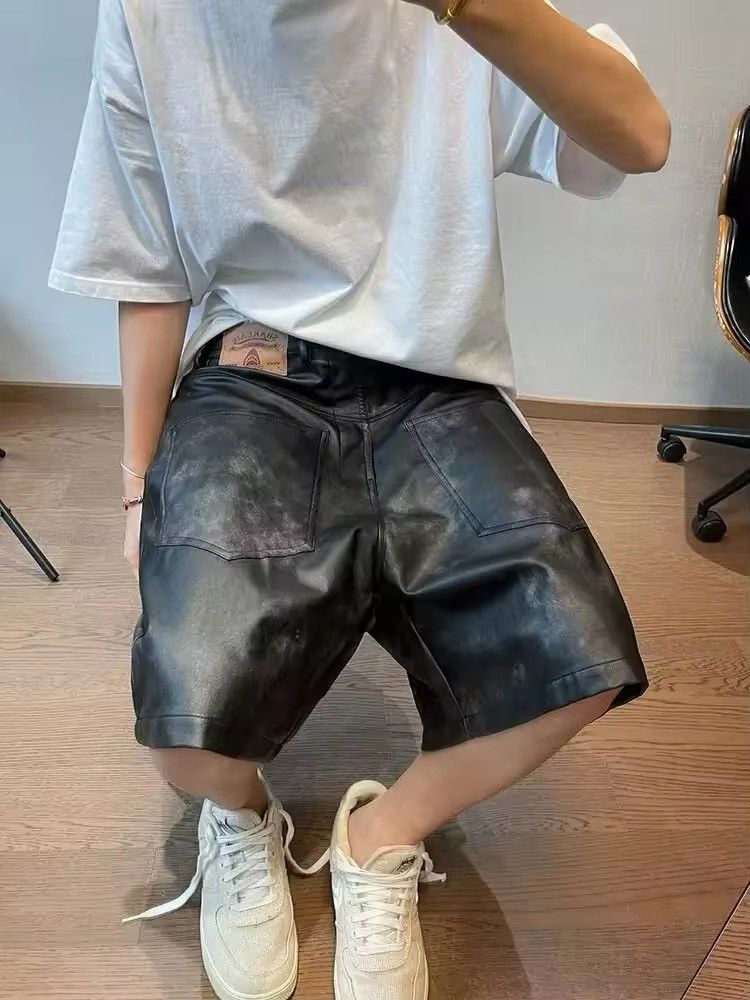 Jean Vintage PU Leather Reverse Shorts Size US 28 / EU 44 - 2 Thumbnail