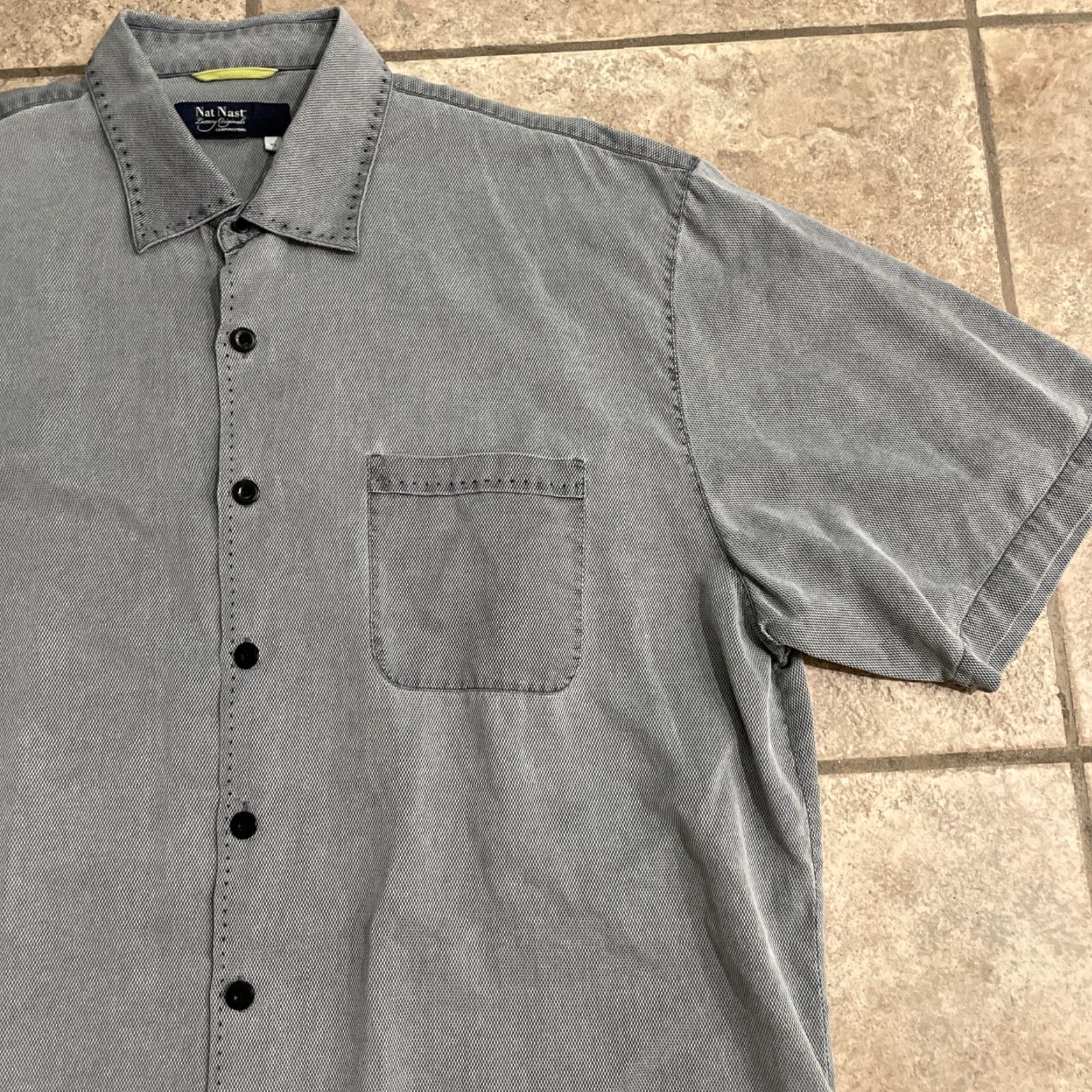 Nat Nast VINTAGE Nat Nast luxury originals Button-Down shirt Mens Size XL Gray Short Sleeve Size US XL / EU 56 / 4 - 2 Thumbnail