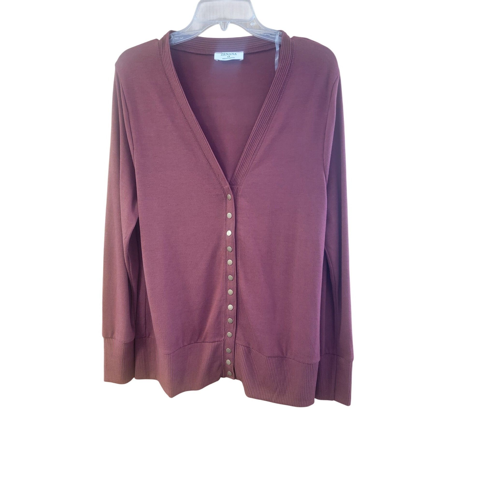 Other Zenana 1X Button-Down Burgundy Cardigan Sweater Size XL / US 12-14 / IT 48-50 - 1 Thumbnail