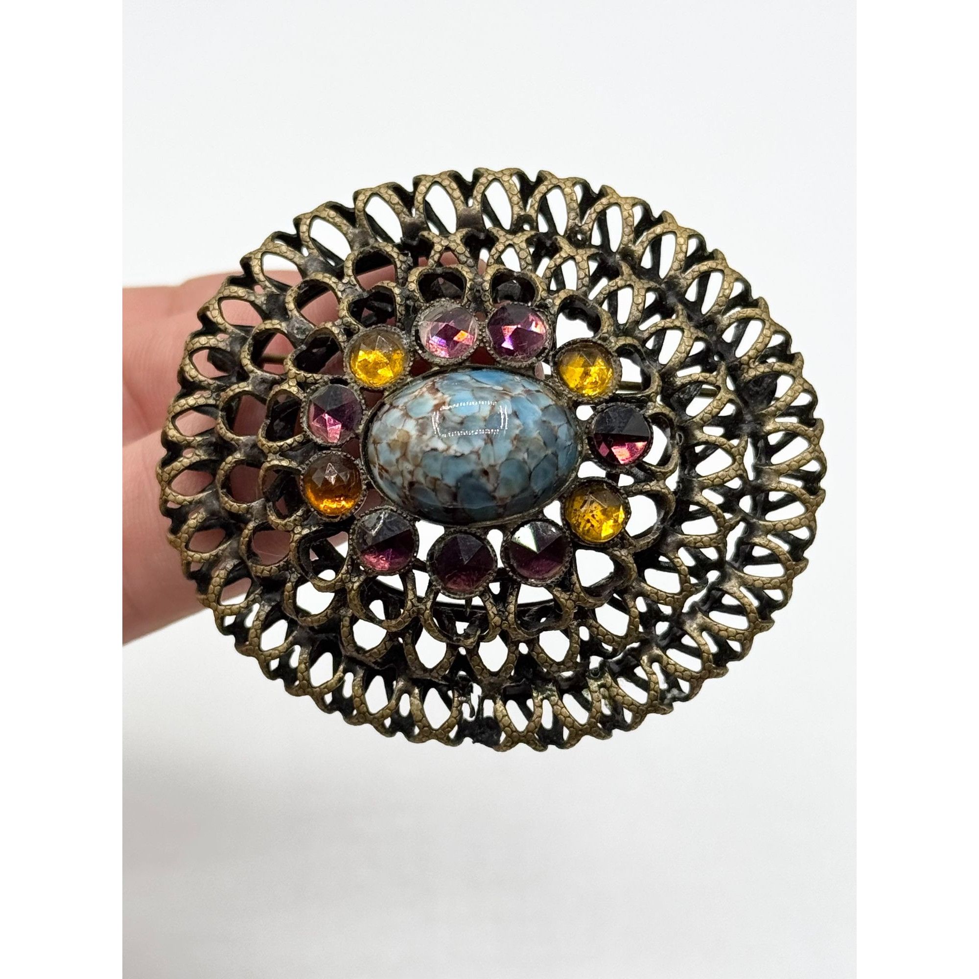 Vintage Vintage Estate Kandell & Marcus Layered Deco Brooch Pin Size ONE SIZE - 5 Thumbnail